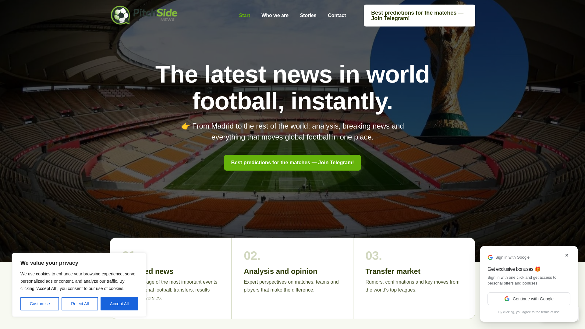 website screenshot of https://footballpulse.website/