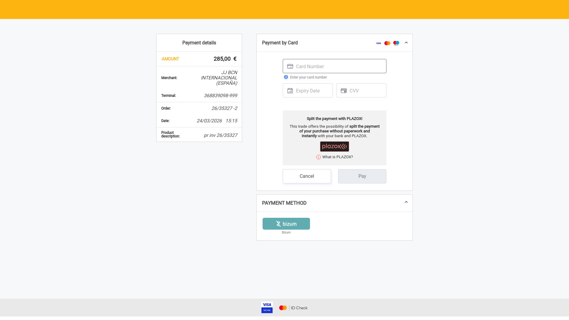 website screenshot of https://sis.redsys.es/sis/p2f?t=88C48C80509BEC85E869C14BBB1ED1203804729E