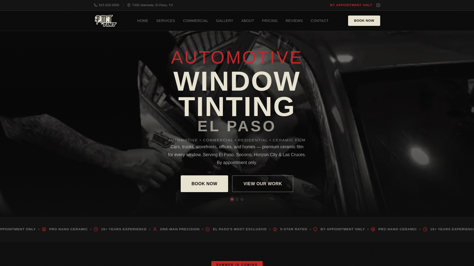 website screenshot of https://pmttint.com