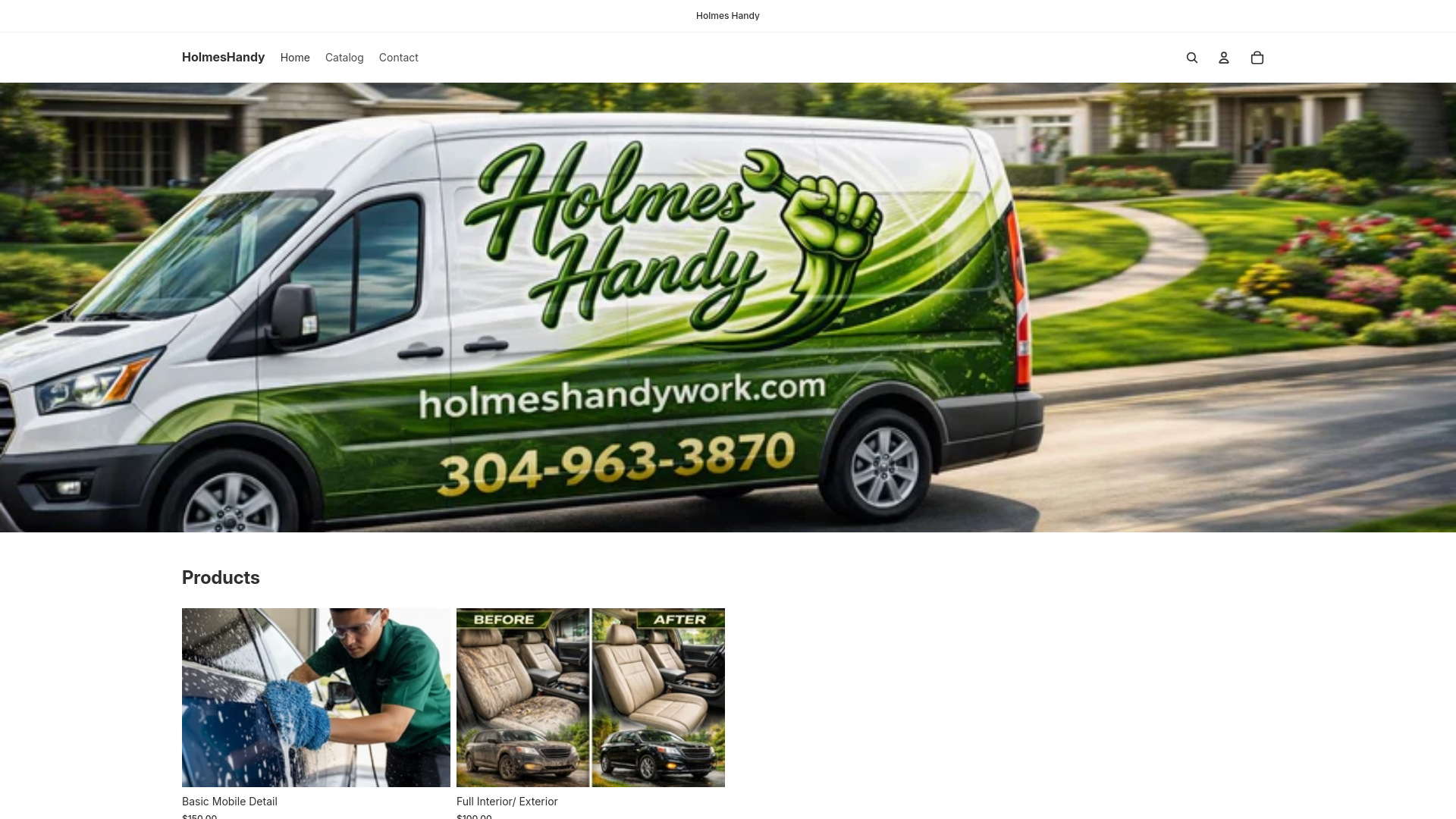 website screenshot of https://holmeshandywork.com/