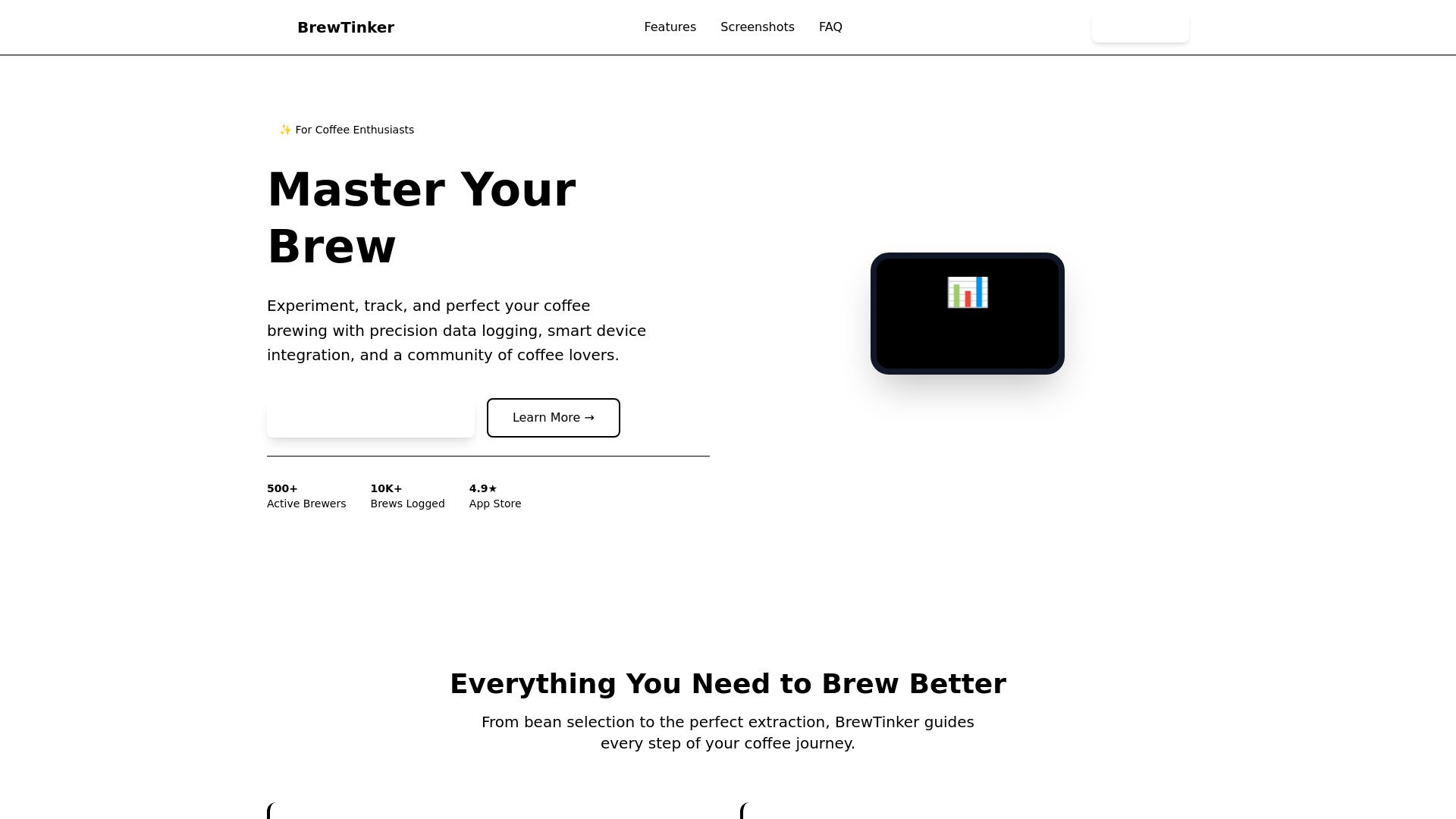 website screenshot of https://brewtinker-landing.pages.dev/