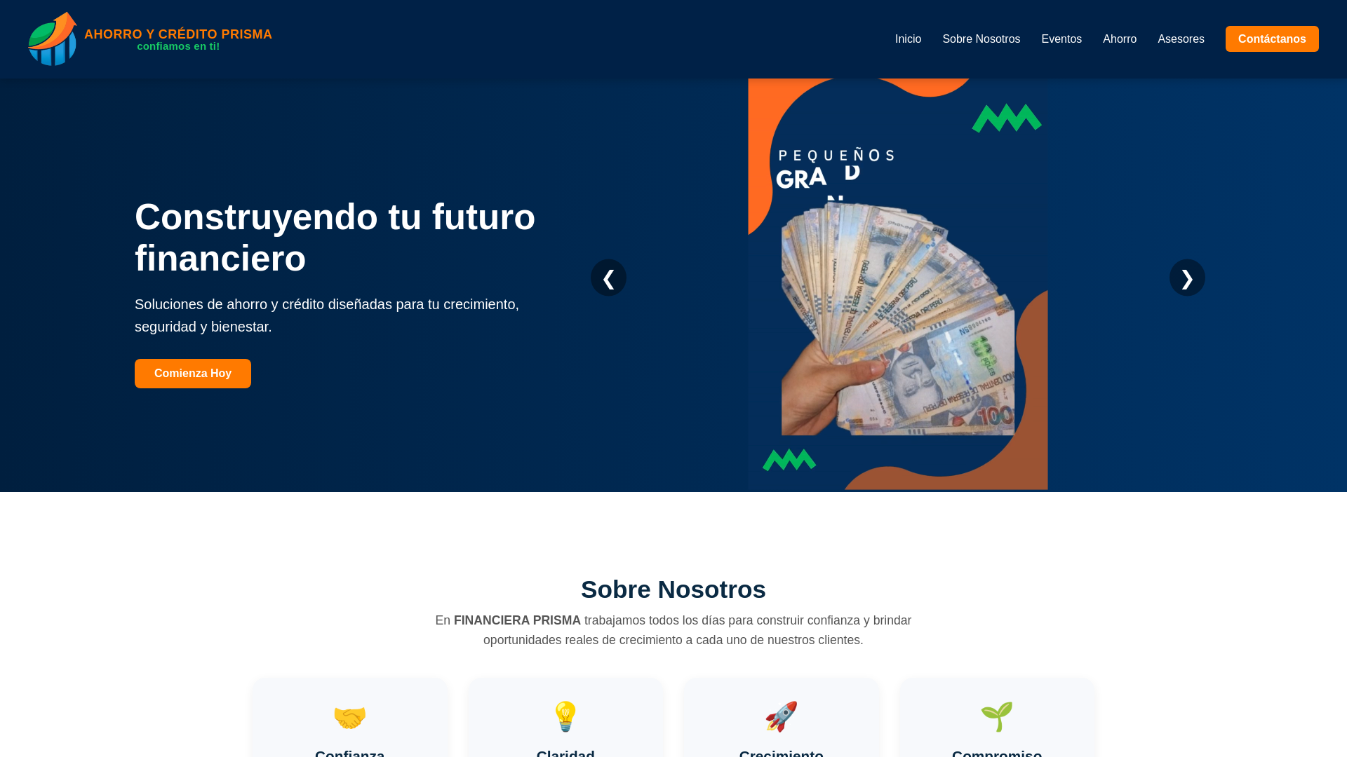 website screenshot of https://prisma-web-m9fe6.sevalla.app