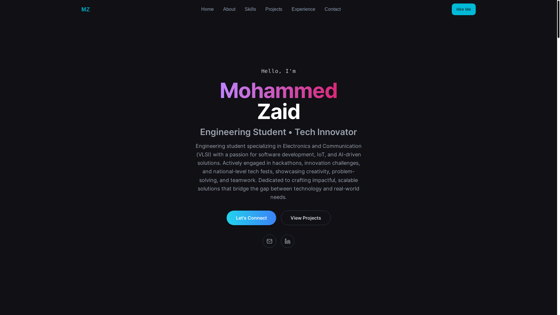 website screenshot of https://mohammedzaid.me/