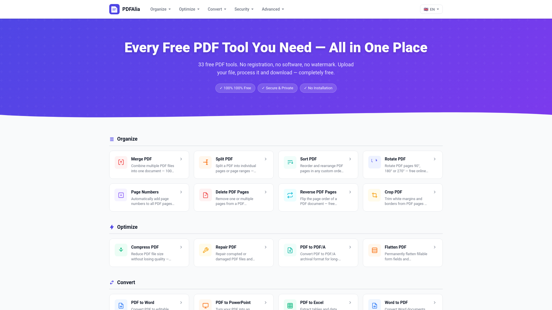 website screenshot of https://pdfalia.com/