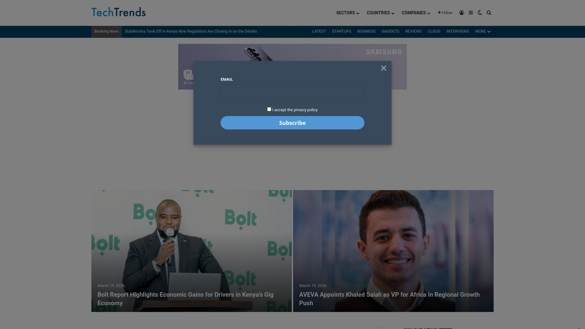 website screenshot of https://techtrendske.co.ke