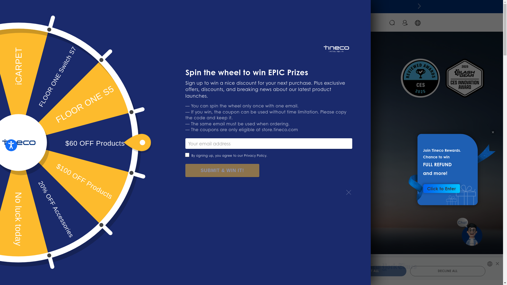 website screenshot of https://tineco.com