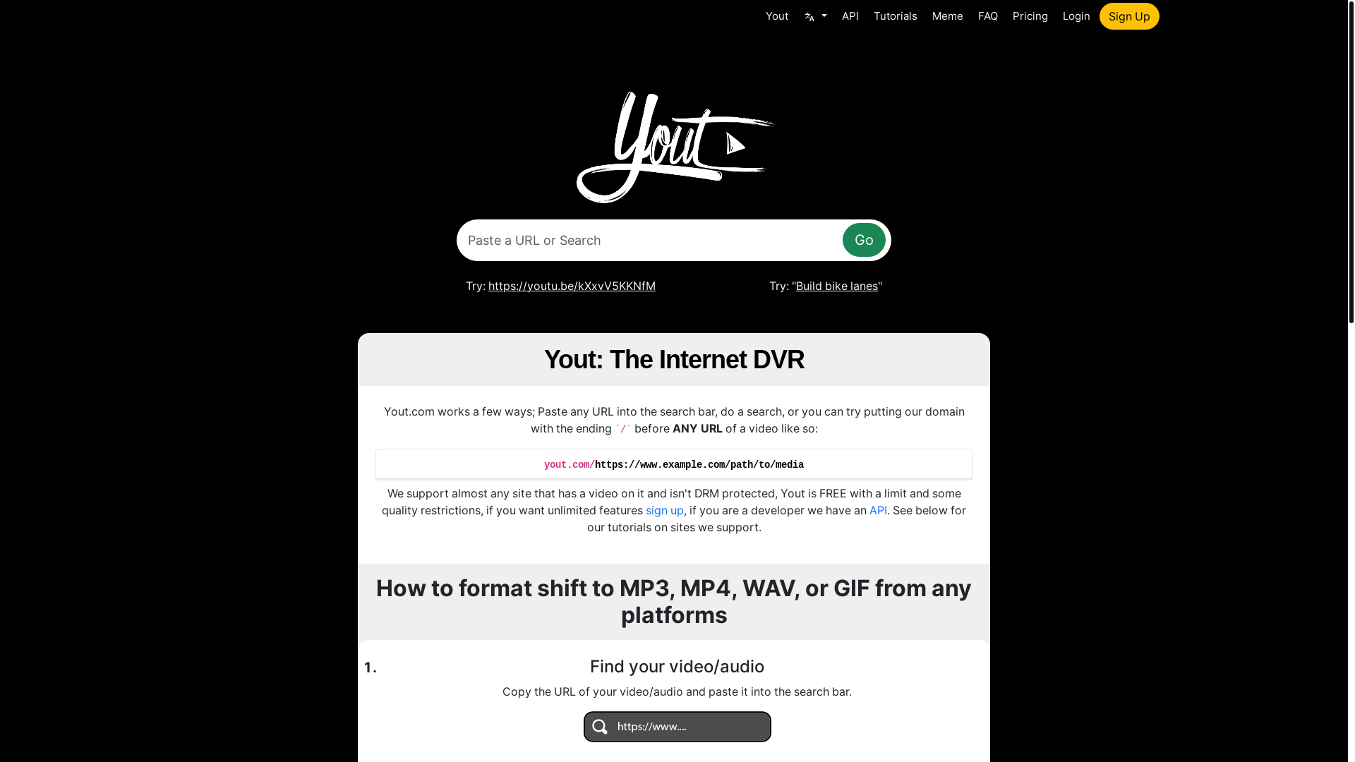 website screenshot of https://yout.com/