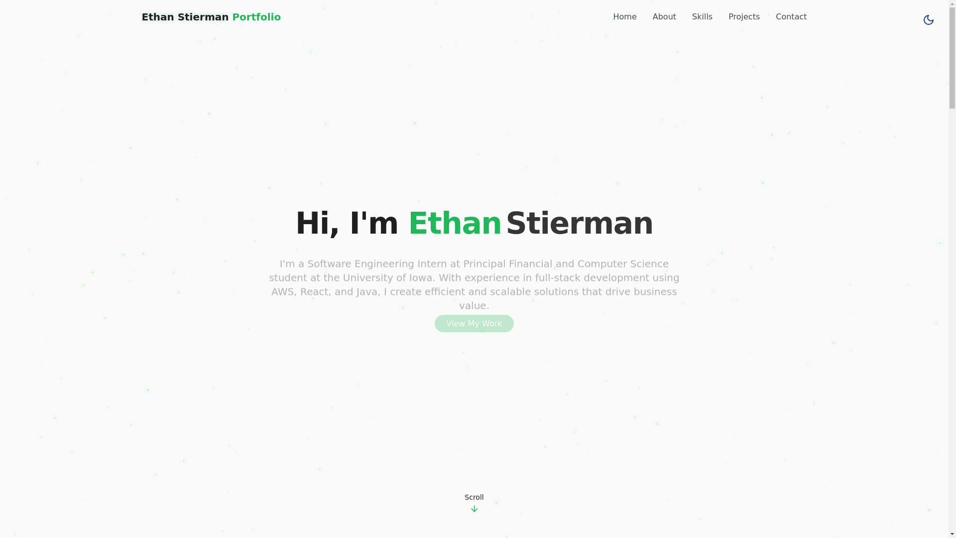 website screenshot of https://ethanstierman.com/