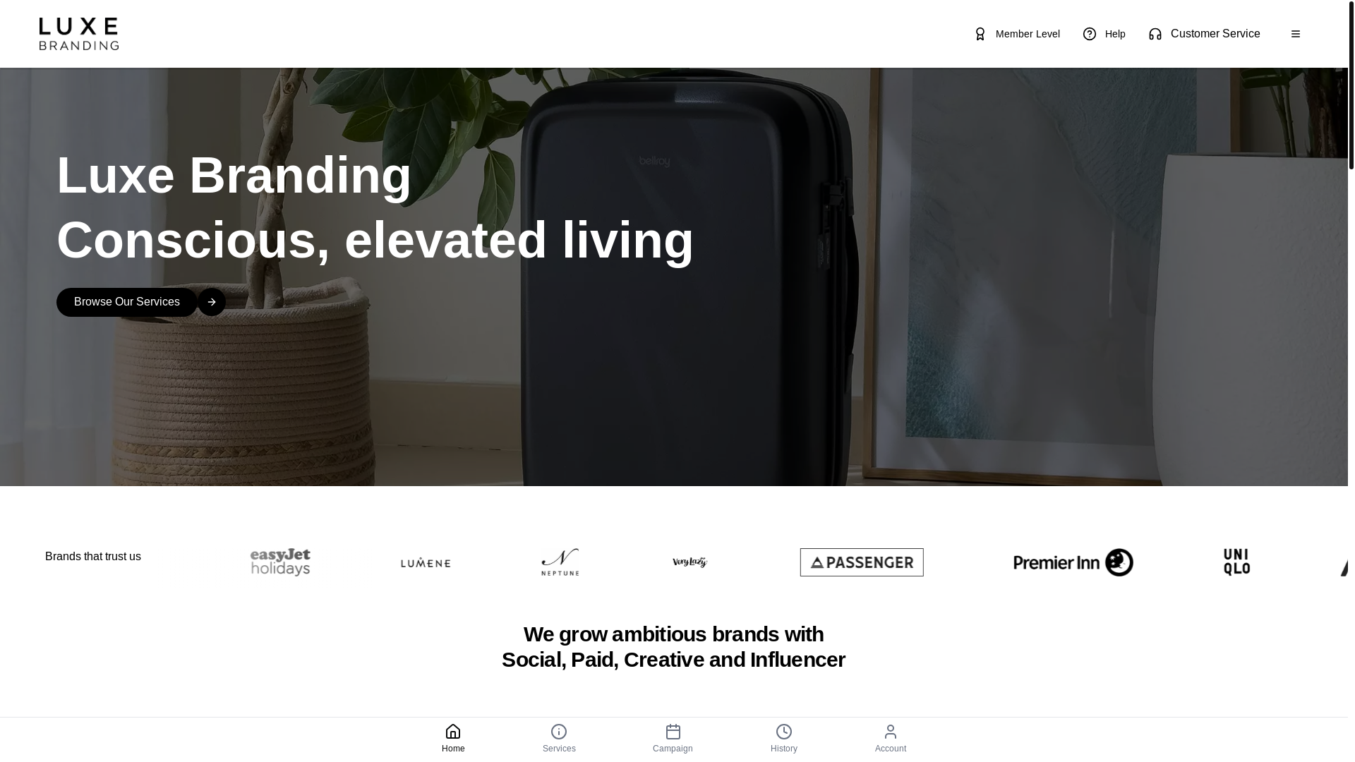 website screenshot of https://luxe-branding.website/