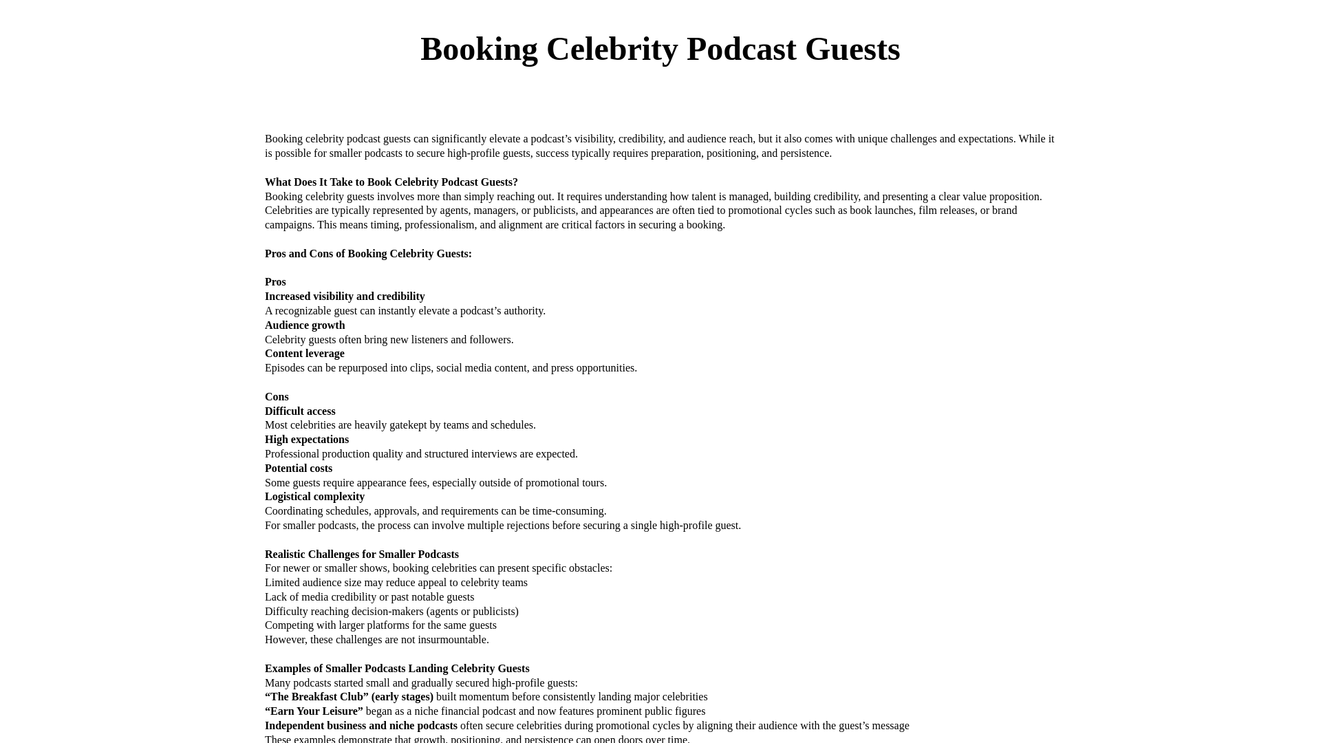 website screenshot of https://bookingcelebritypodcastguests.com