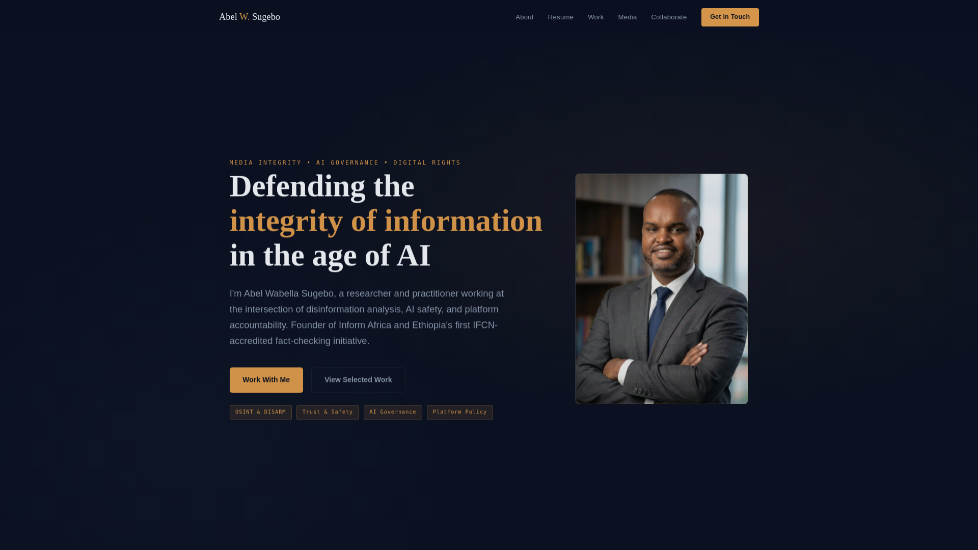 website screenshot of https://abelsugebo.com/