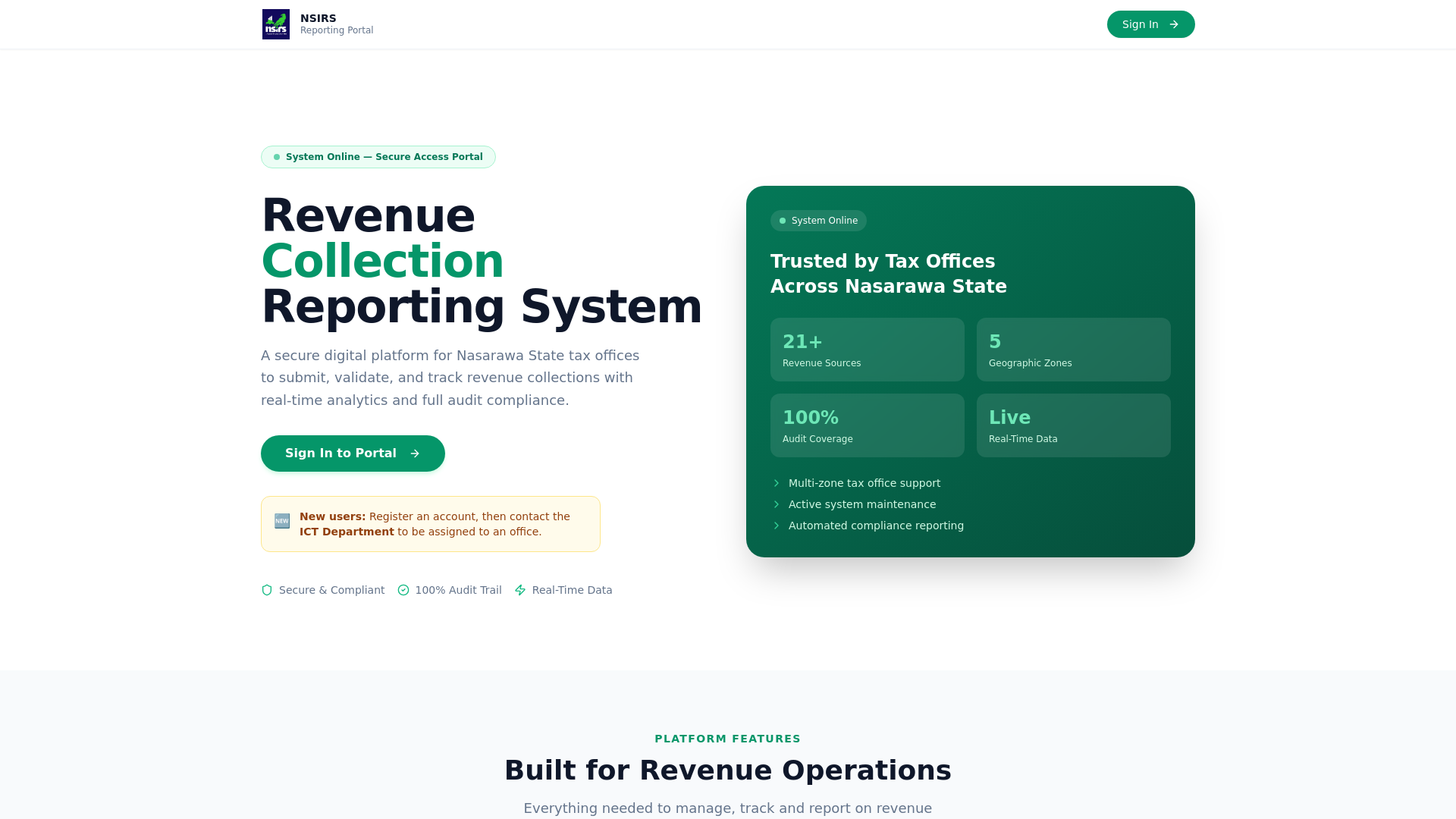website screenshot of https://nsirscollectionportal.org/
