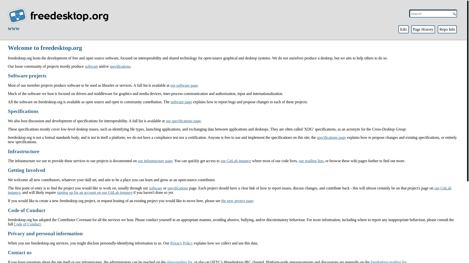 website screenshot of https://www.freedesktop.org