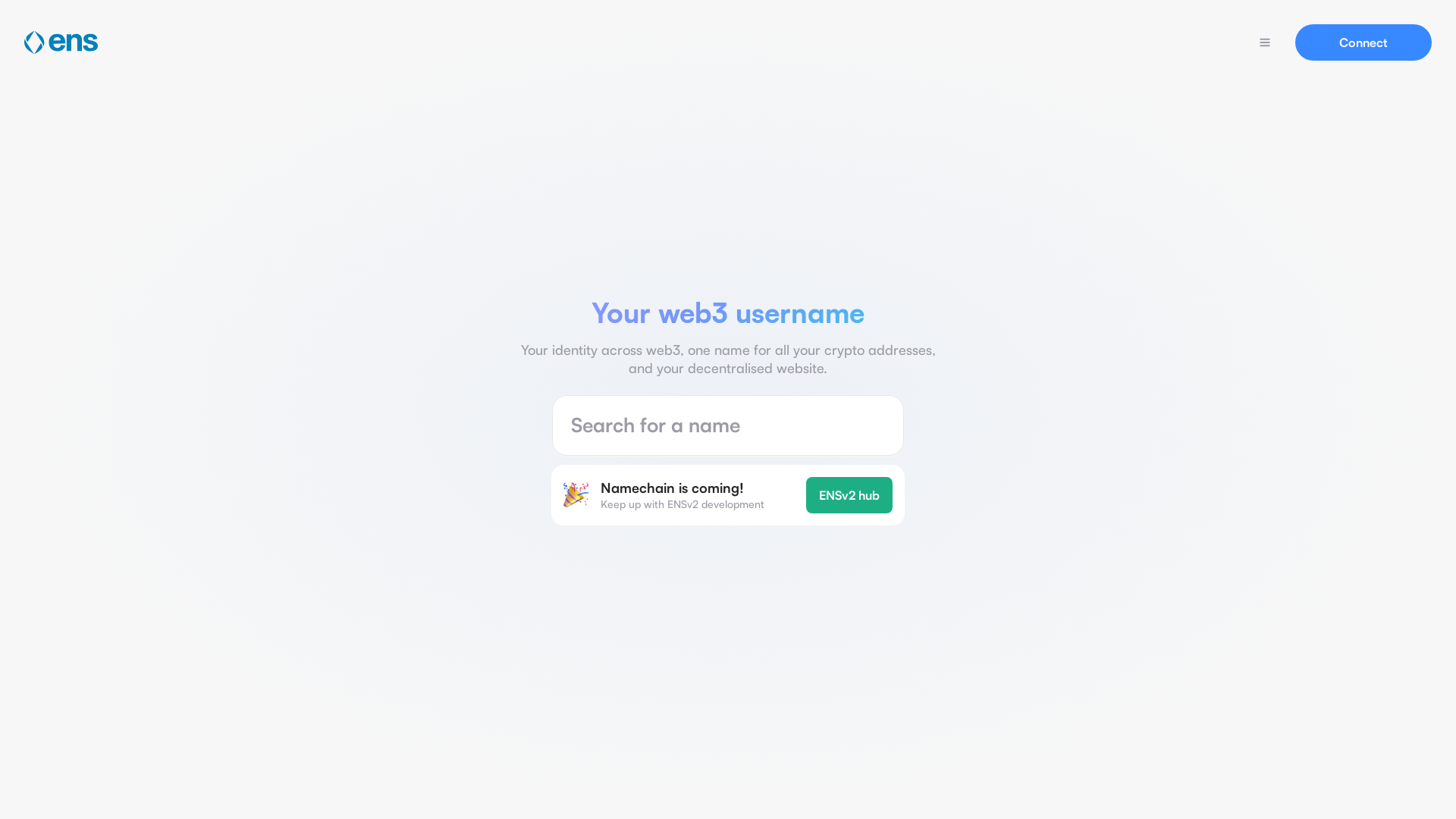 website screenshot of https://ens.eth.limo/