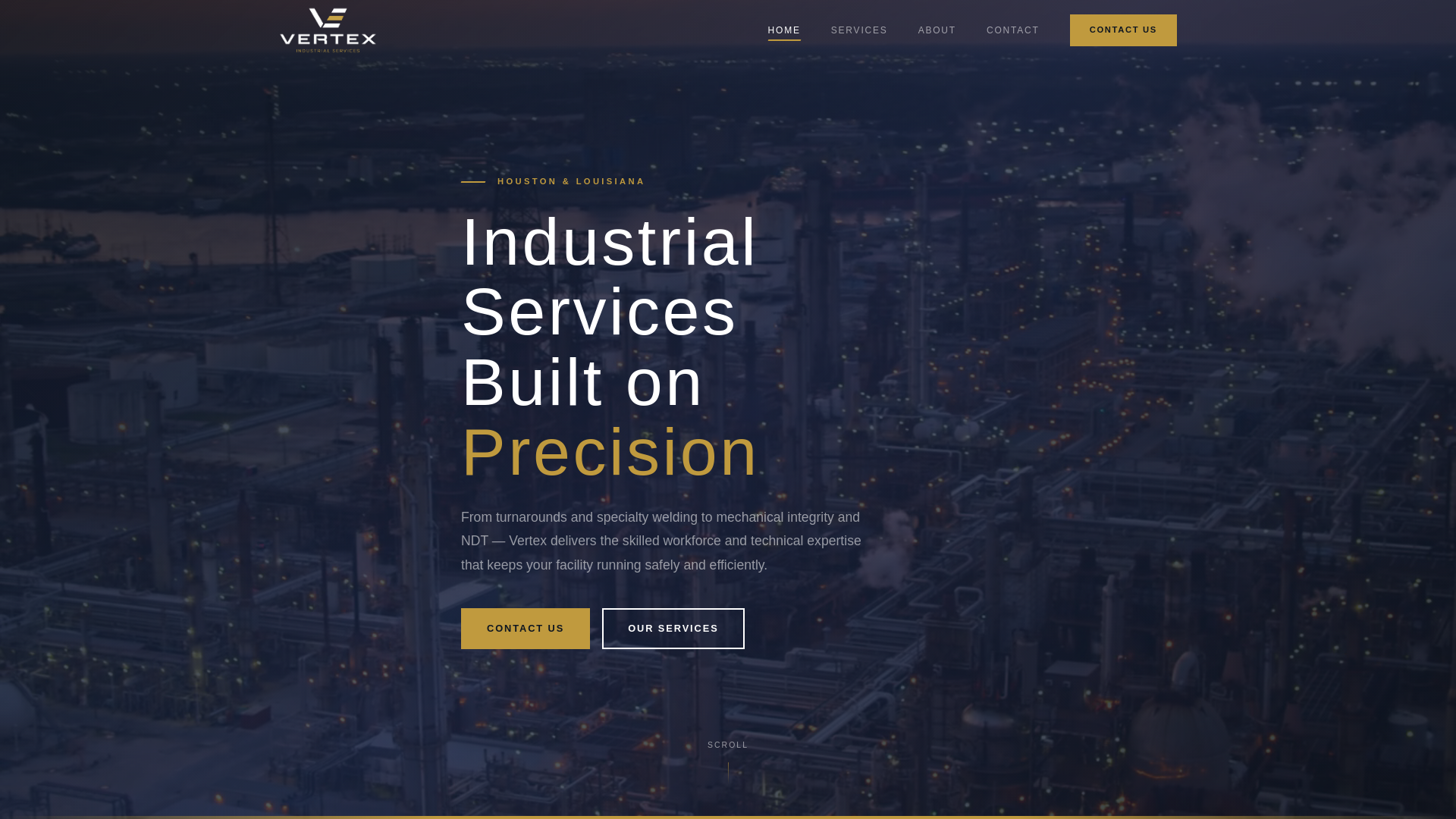 website screenshot of https://vertexindustrialtx.com