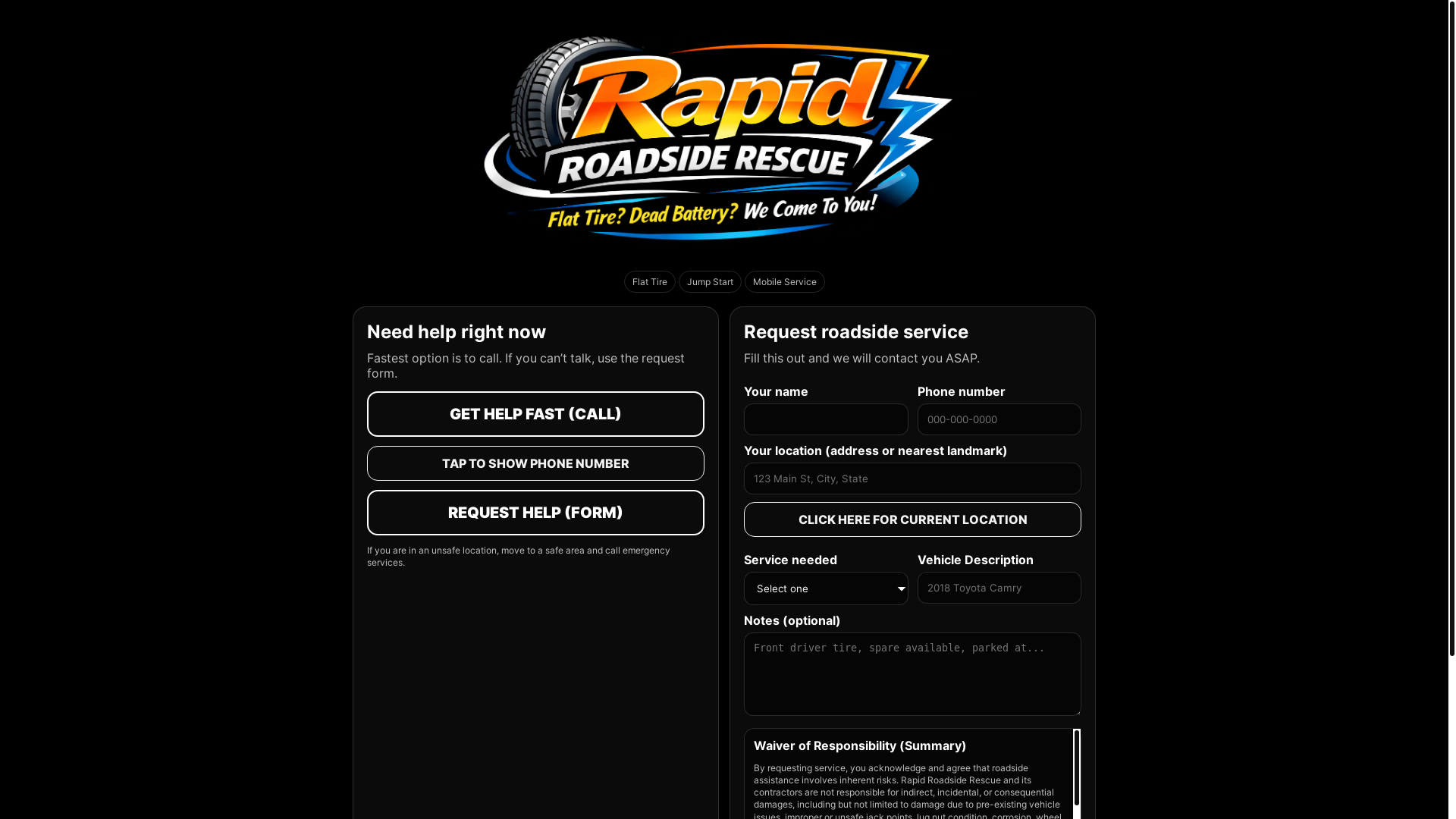 website screenshot of https://rrrfast.com/