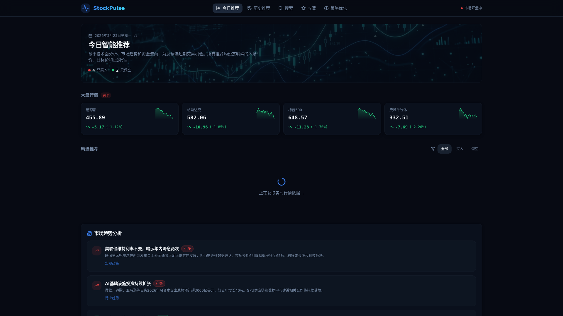 website screenshot of https://stockpulse-app.pages.dev/