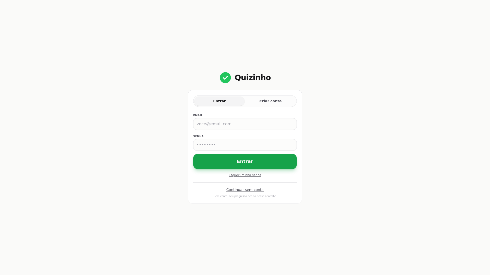 website screenshot of https://quizinho.com/