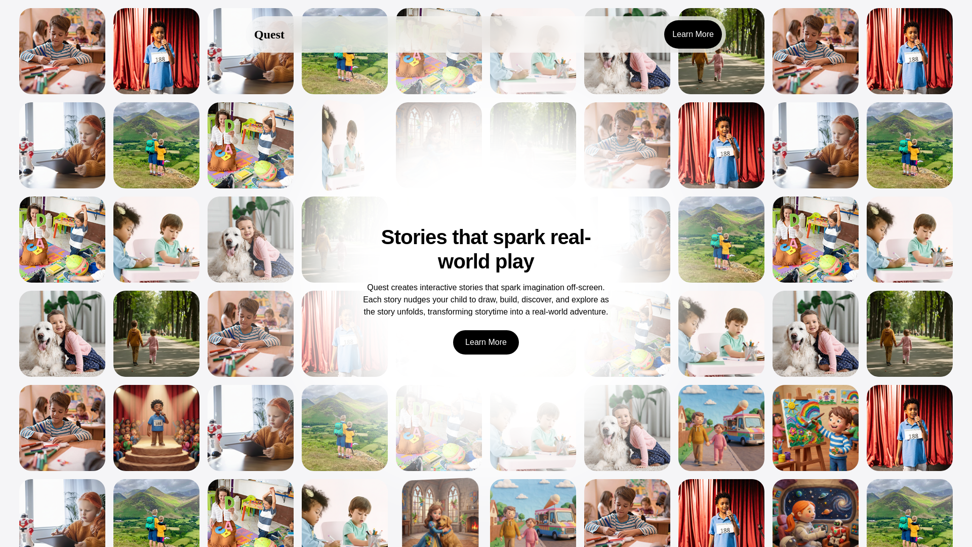 website screenshot of https://queststories.io