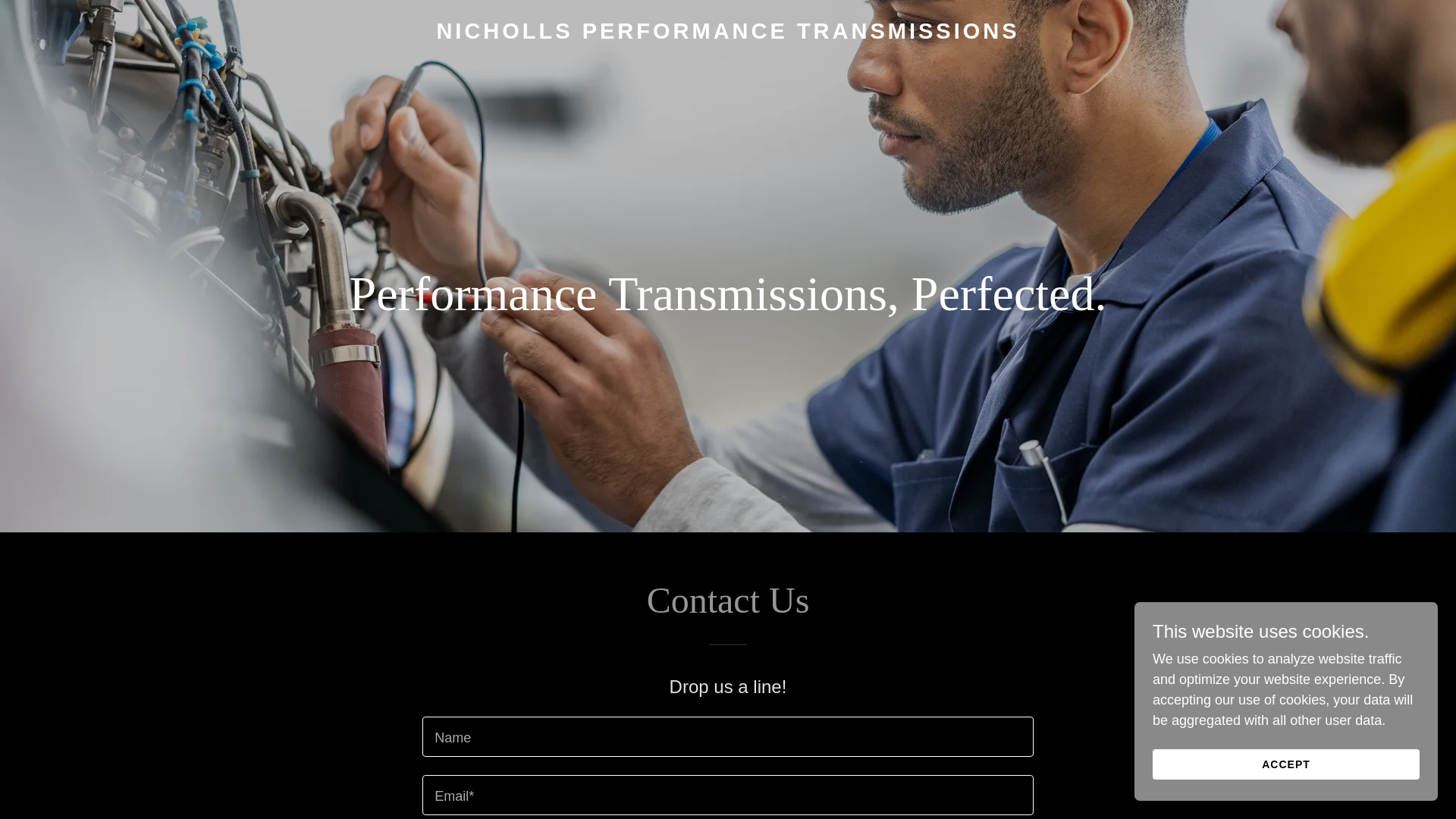 website screenshot of https://nichollstransmissions.com/