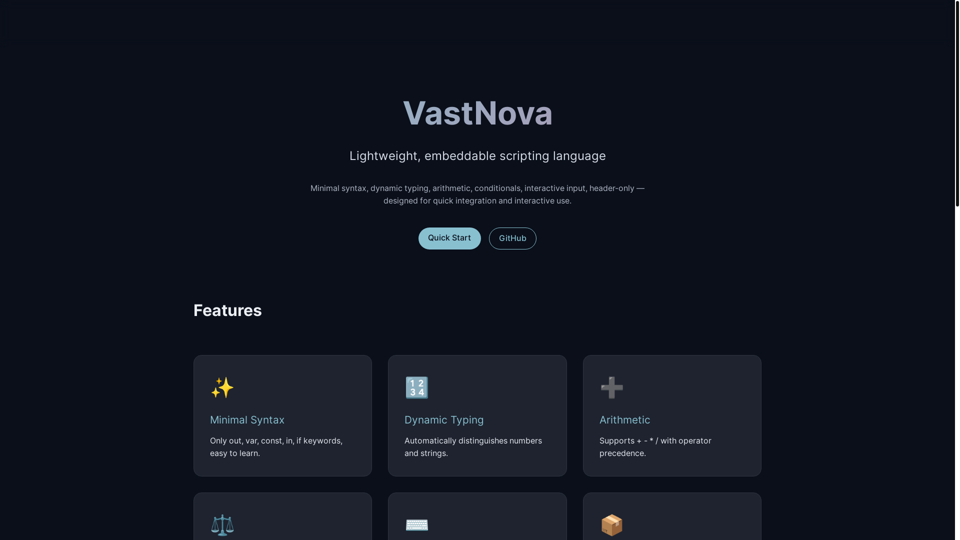 website screenshot of https://vastnova.pages.dev/