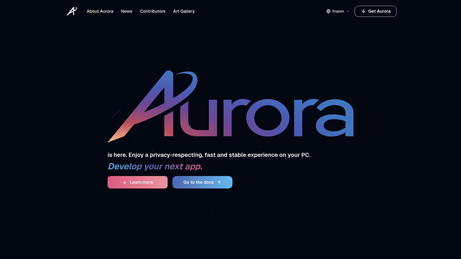 website screenshot of https://aurora-web-static.pages.dev/