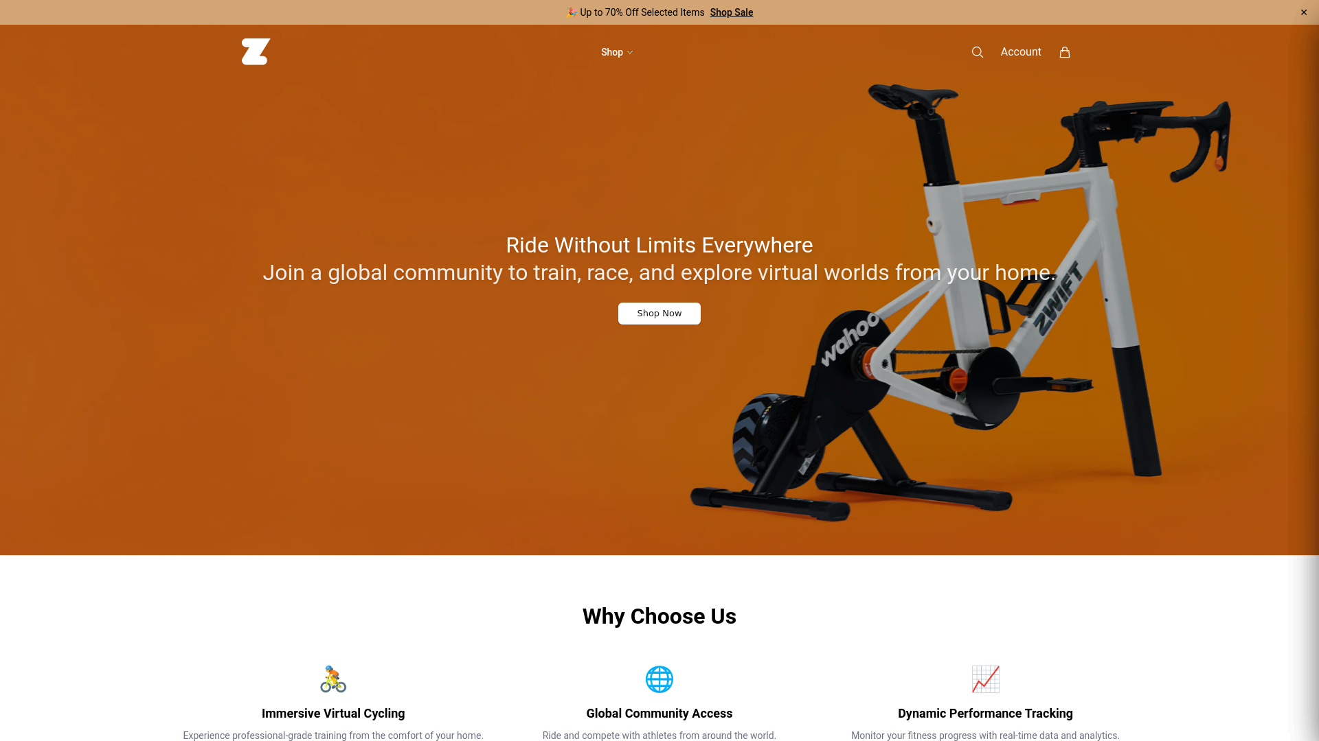 website screenshot of https://zwifthq.shop/