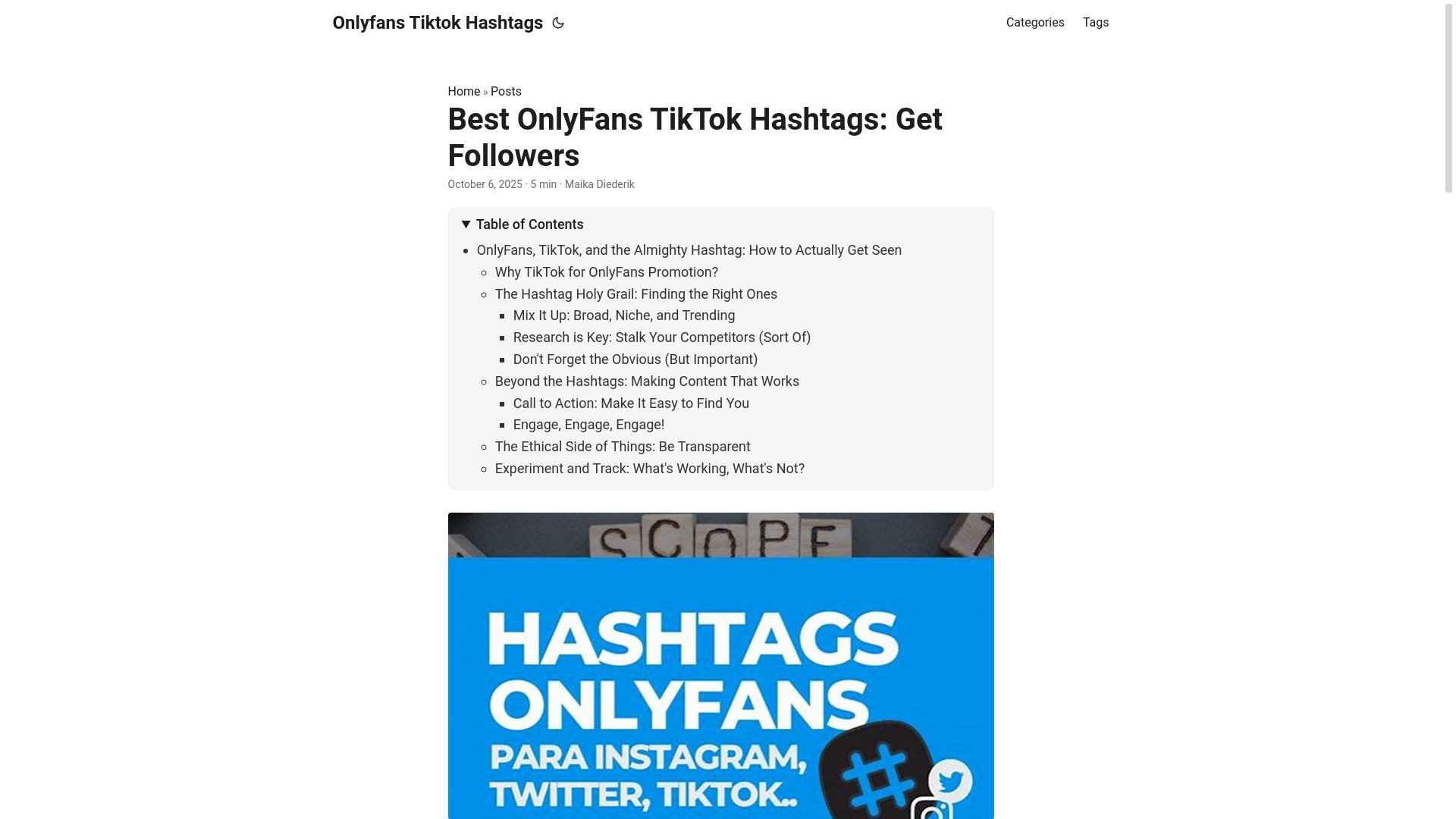 website screenshot of https://onlyfans-tiktok-hashtags.pages.dev/