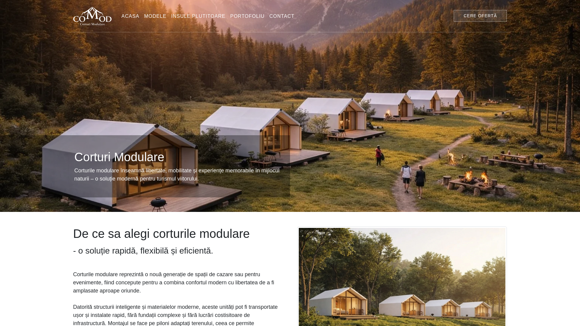 website screenshot of https://corturimodulare.ro/