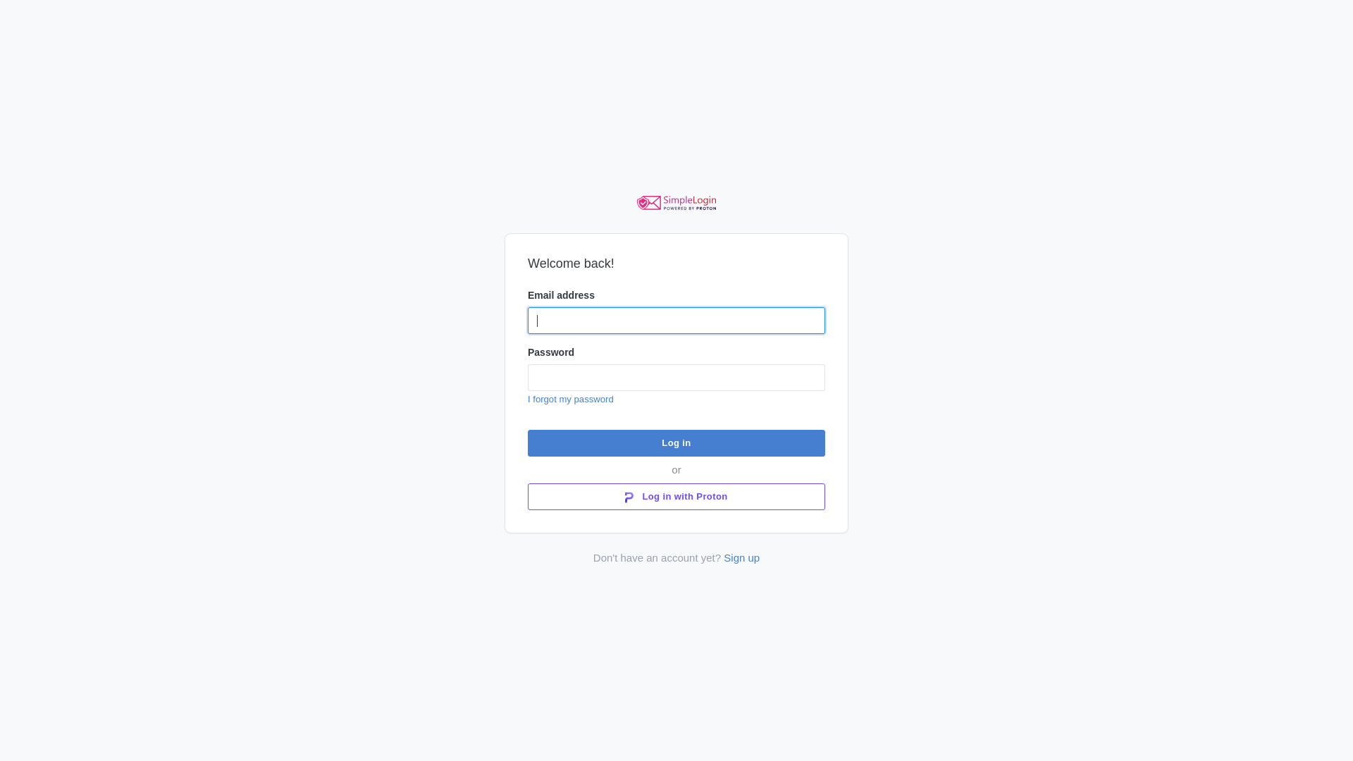 website screenshot of https://app.simplelogin.io/