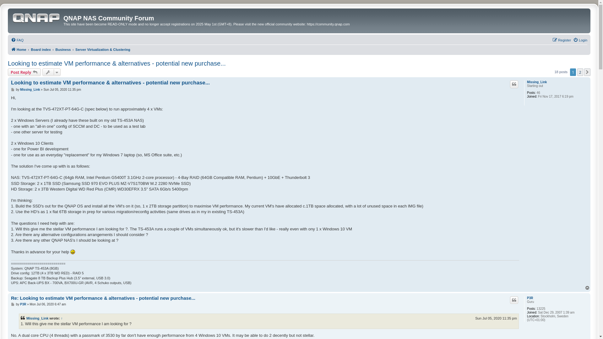 website screenshot of https://forum.qnap.com/viewtopic.php?t=155781