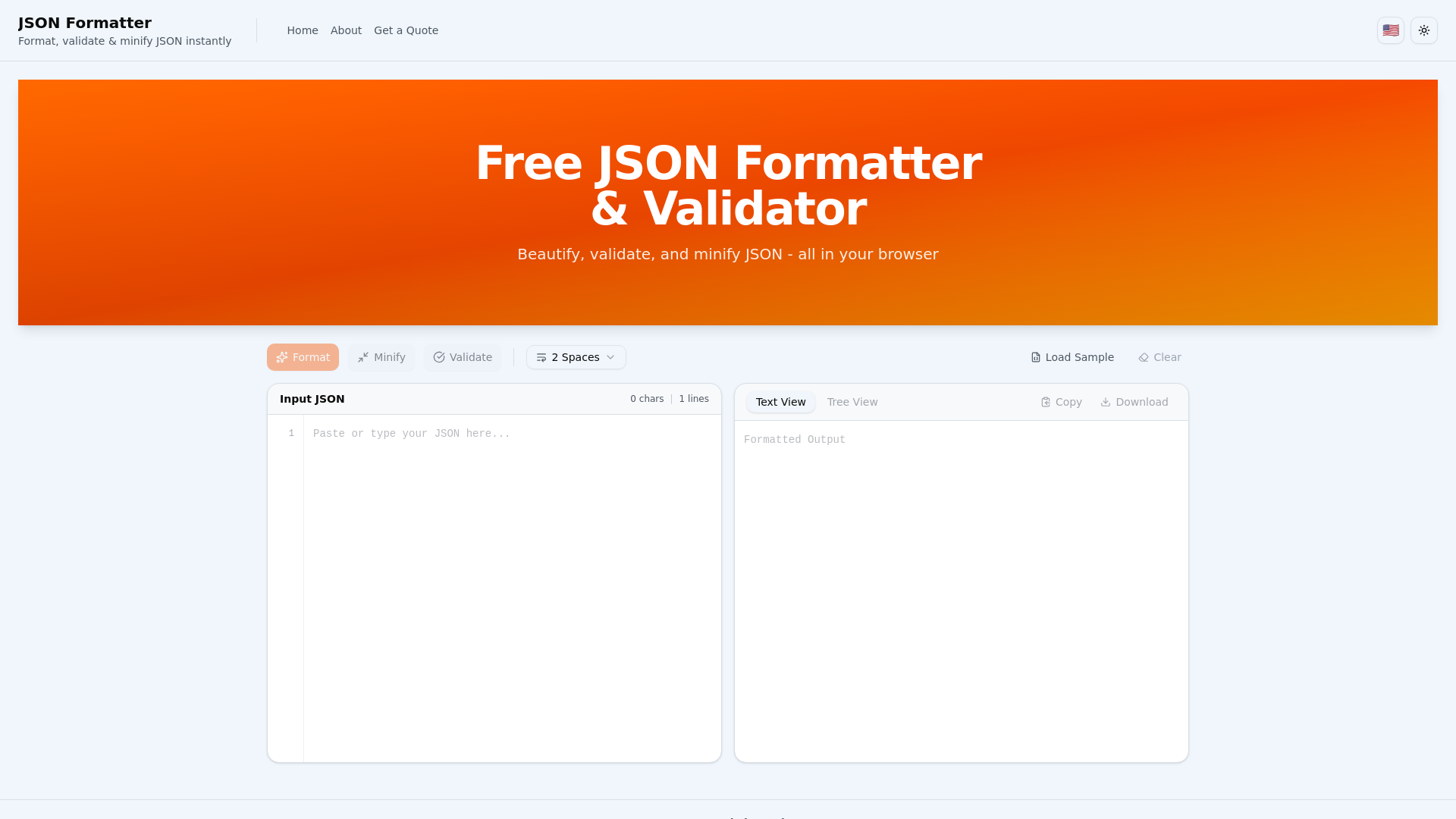 website screenshot of https://json-formatter-adm.pages.dev/
