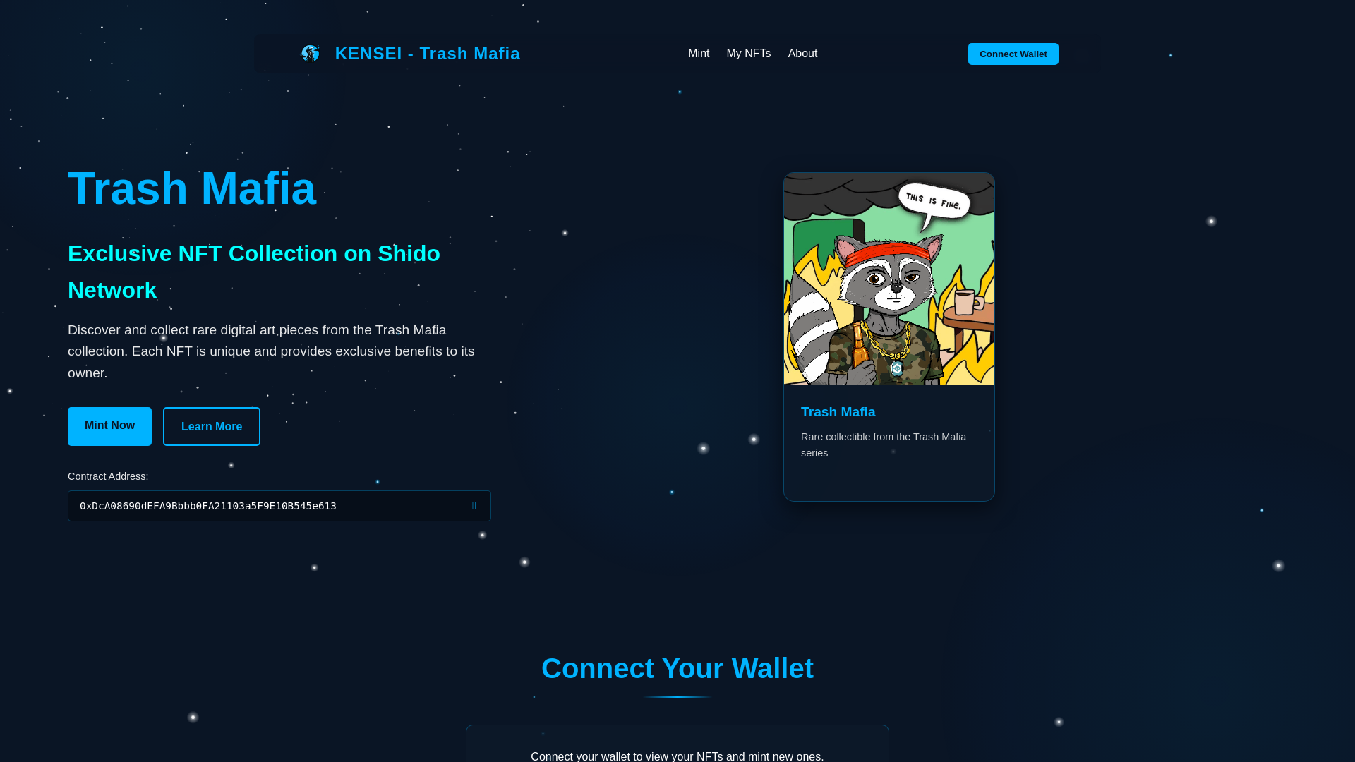 website screenshot of https://mint.kenseishido.xyz