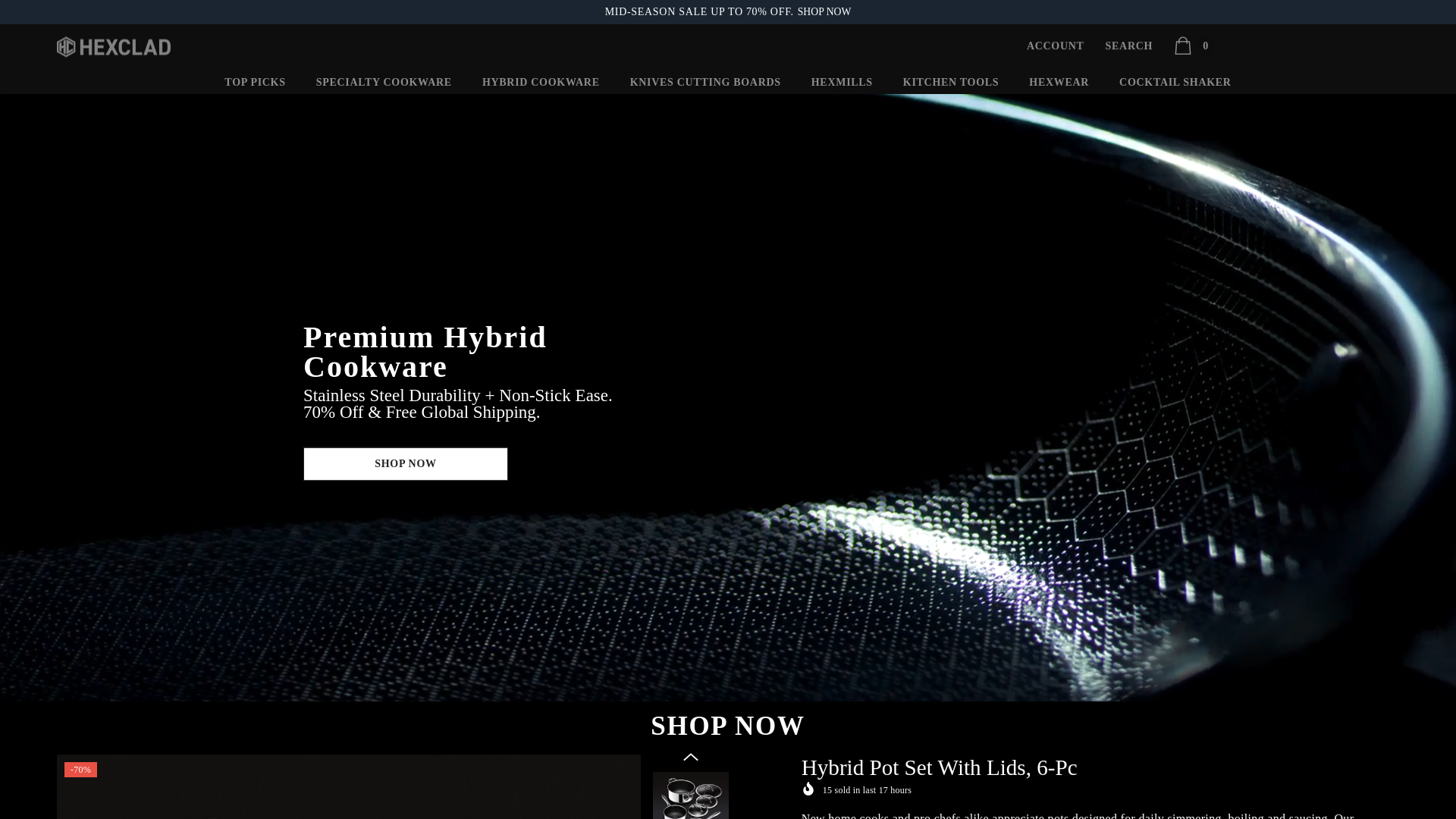 website screenshot of https://hexcladmarket.com/