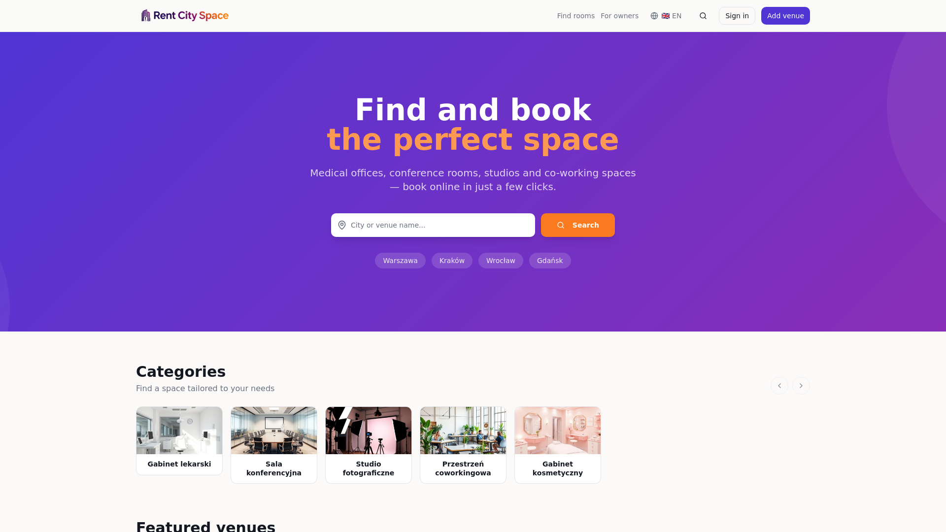 website screenshot of https://rentcityspace.eu/