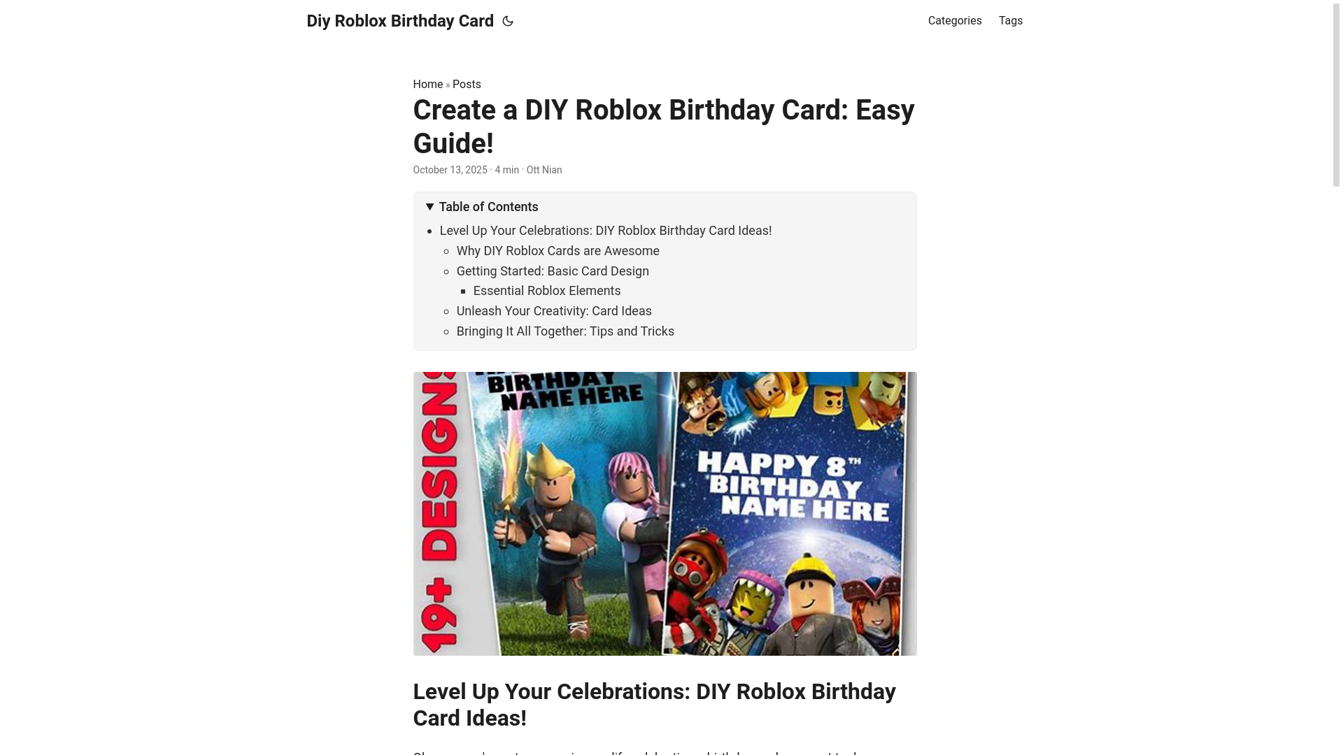 website screenshot of https://diy-roblox-birthday-card.pages.dev/