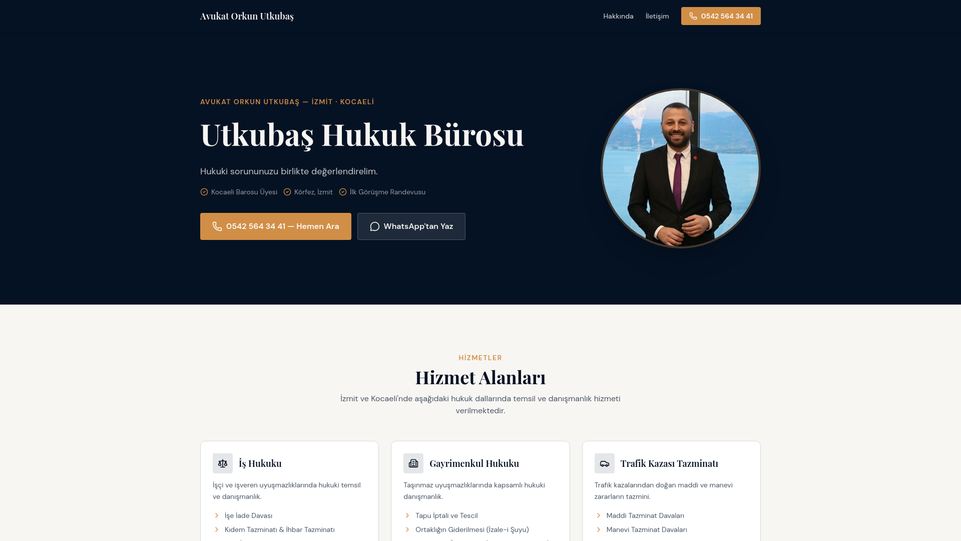 website screenshot of https://utkubas.av.tr/