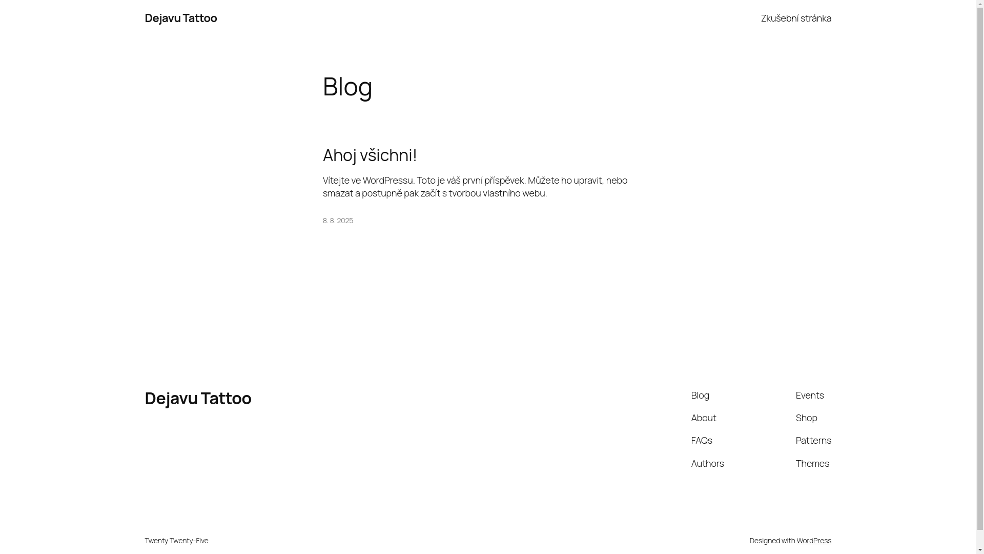 website screenshot of https://dejavutattoo.cz/