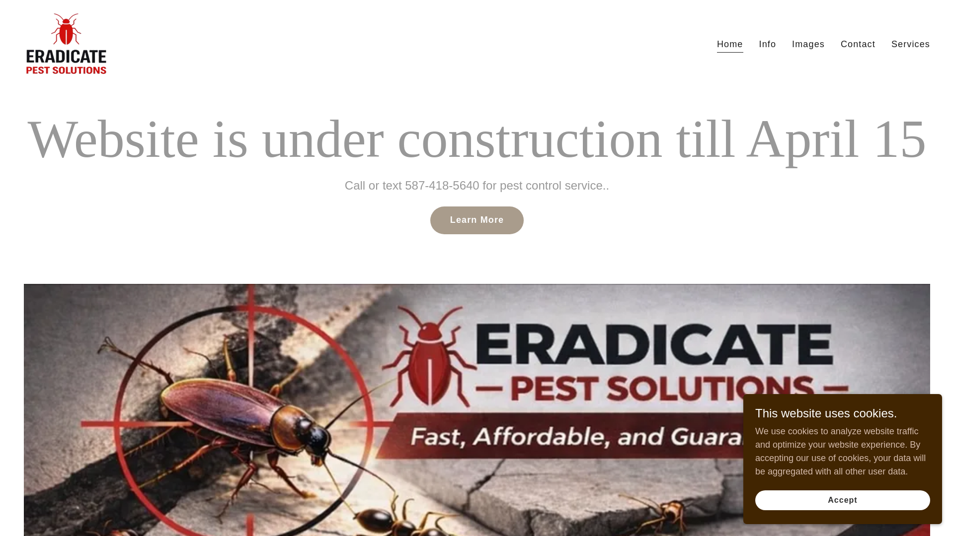 website screenshot of https://eradicatepests.ca