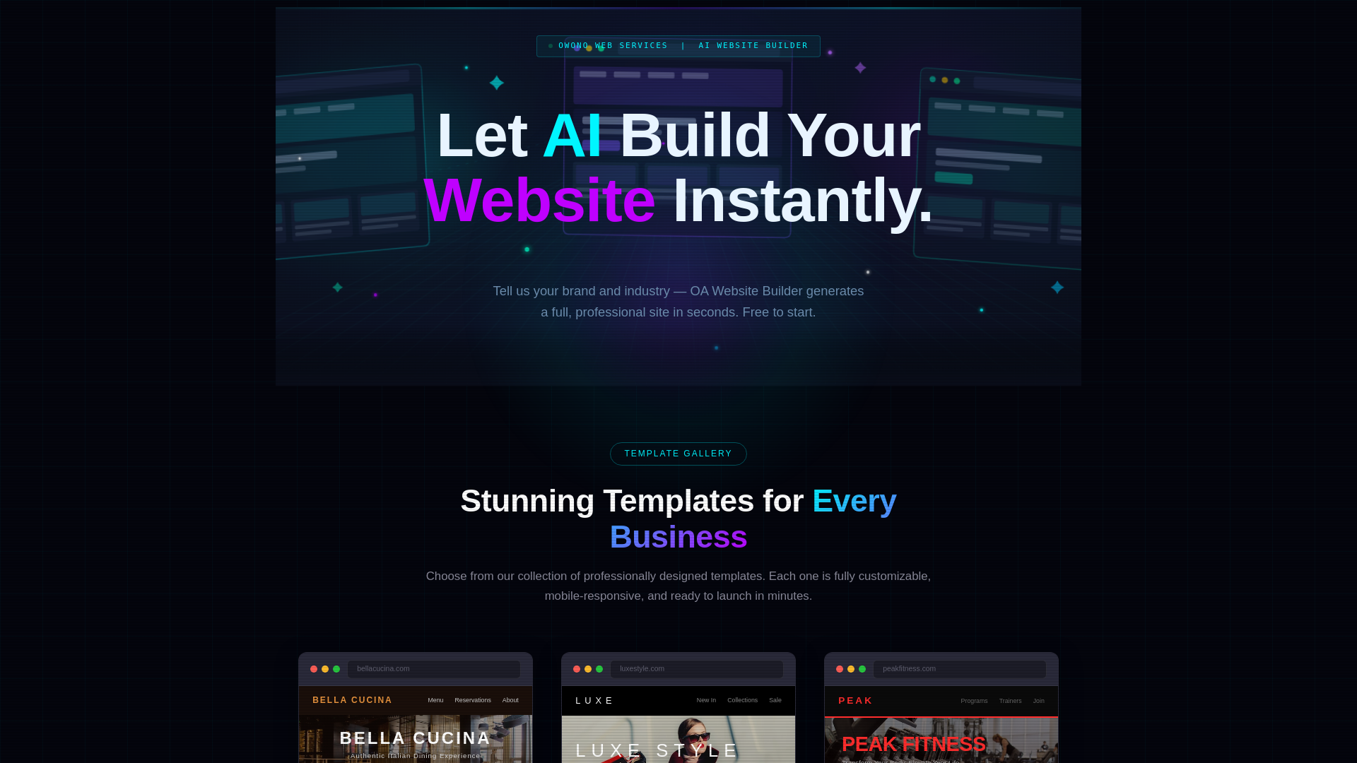 website screenshot of https://oasites.com