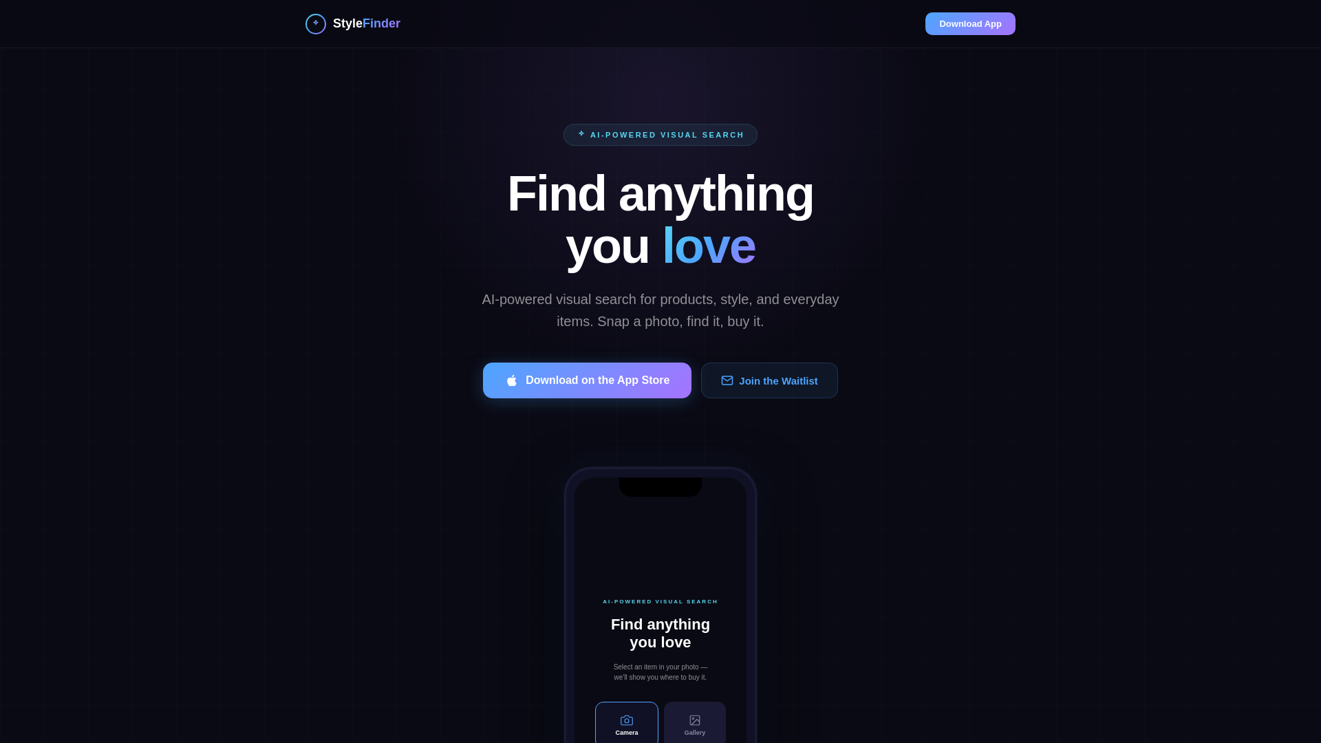 website screenshot of https://stylefinderapp.app/