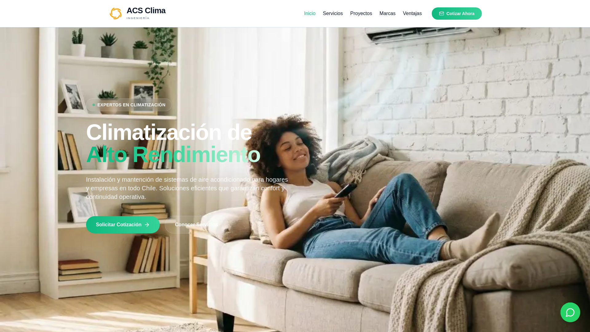 website screenshot of https://acsclima.cl/