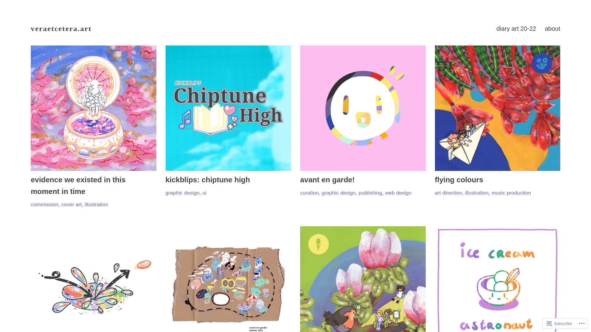 website screenshot of https://veraetcetera.art/