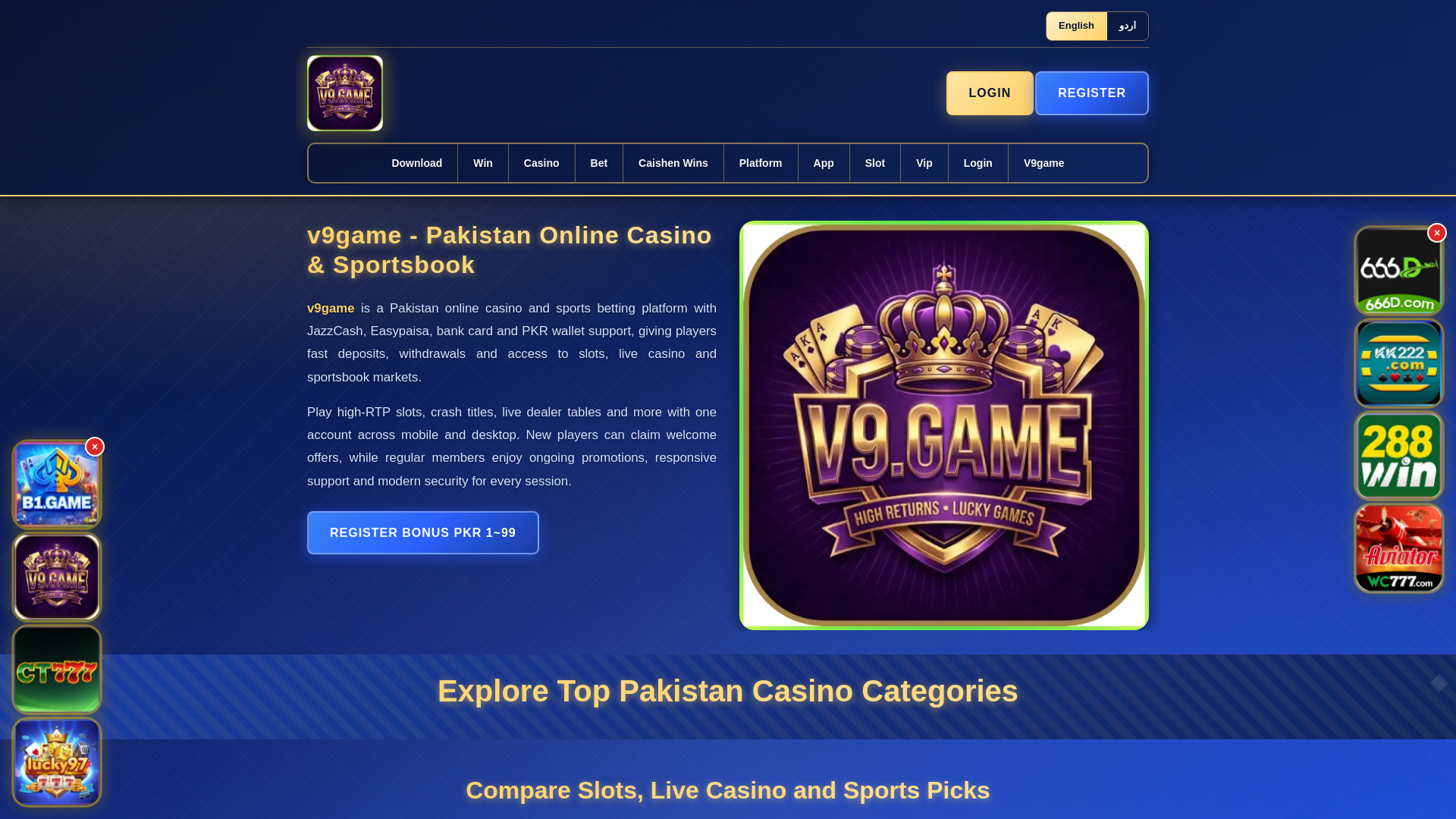 website screenshot of https://v9gamedo.com/