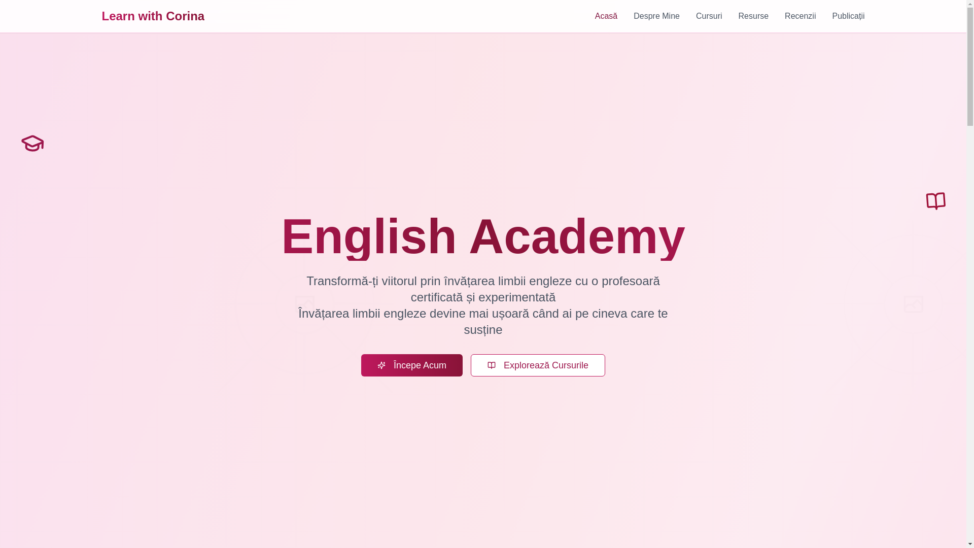 website screenshot of https://learnwithcorina.ro/