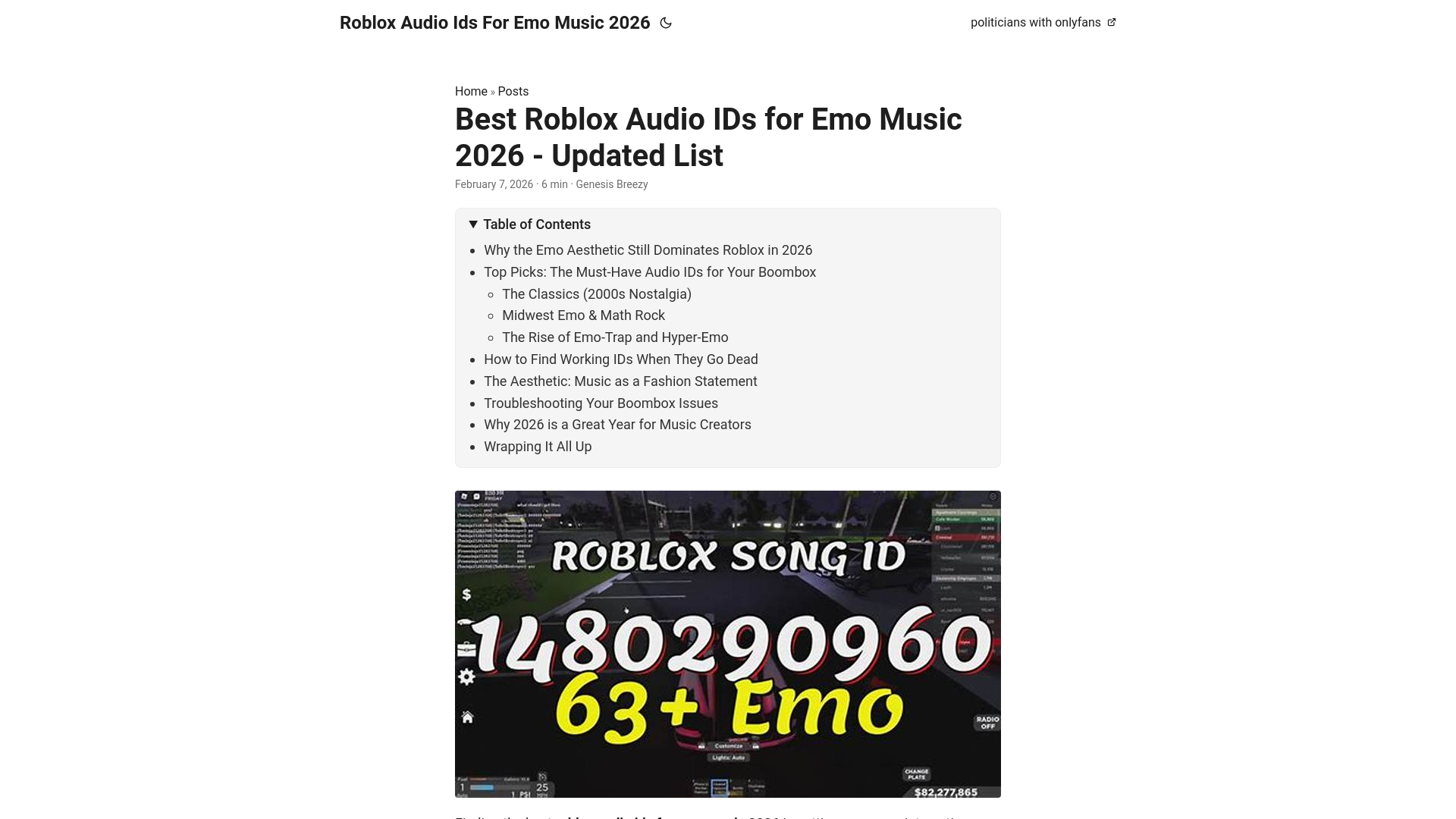 website screenshot of https://robloxaudioidsforemomusic2026.pages.dev/