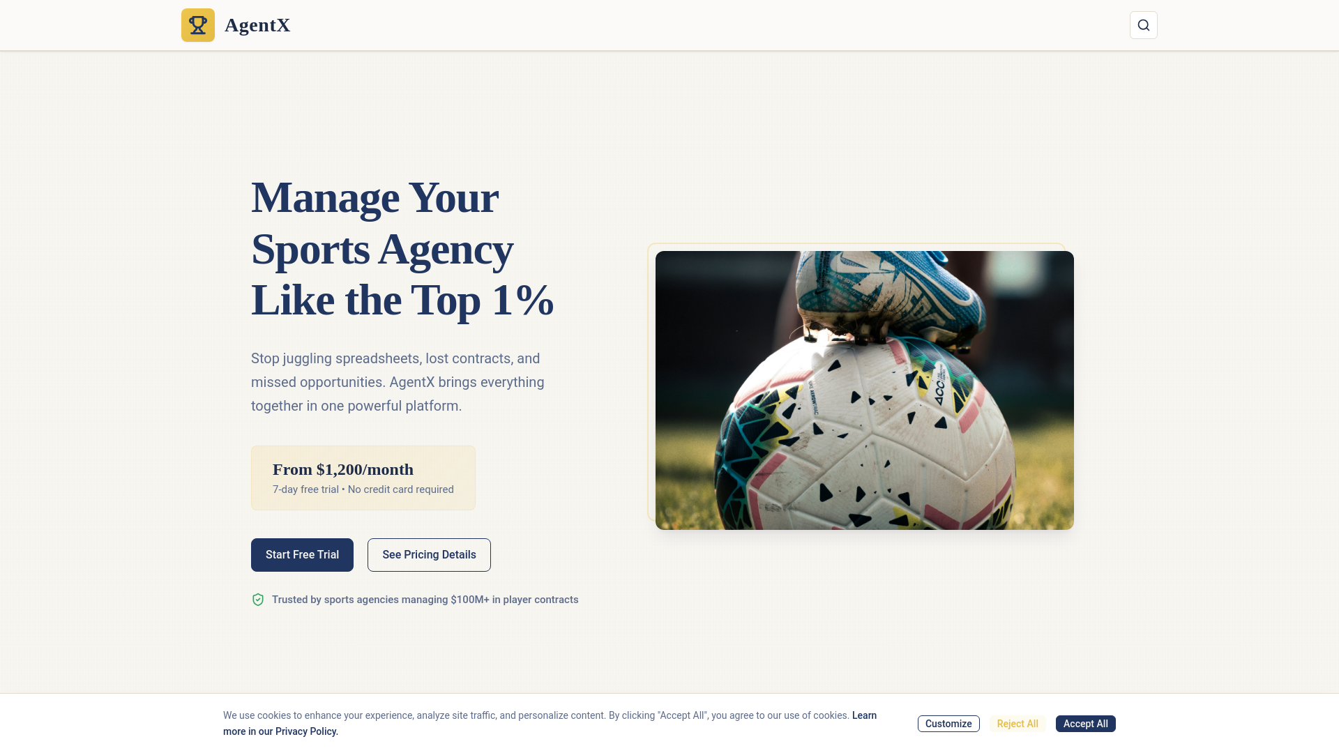 website screenshot of https://agentx.ac