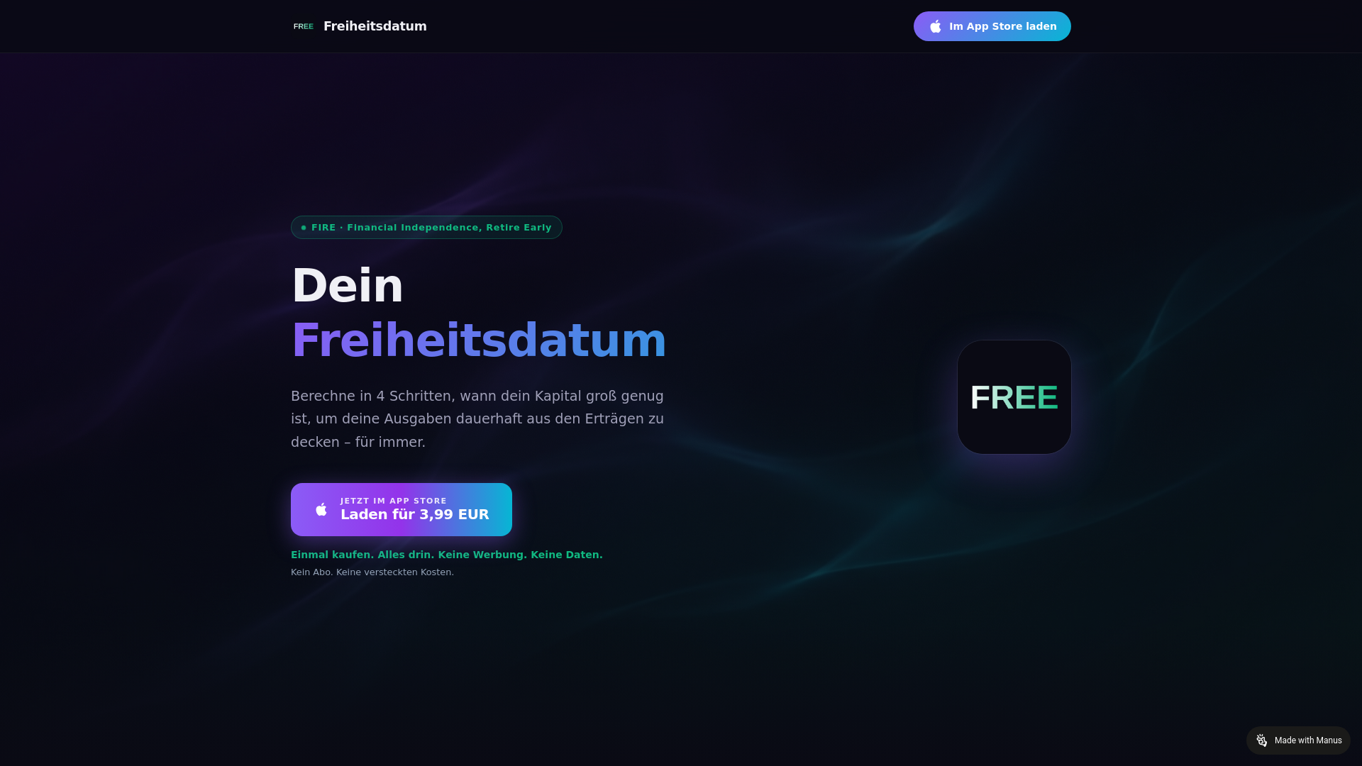 website screenshot of https://freiheitsdatum.com