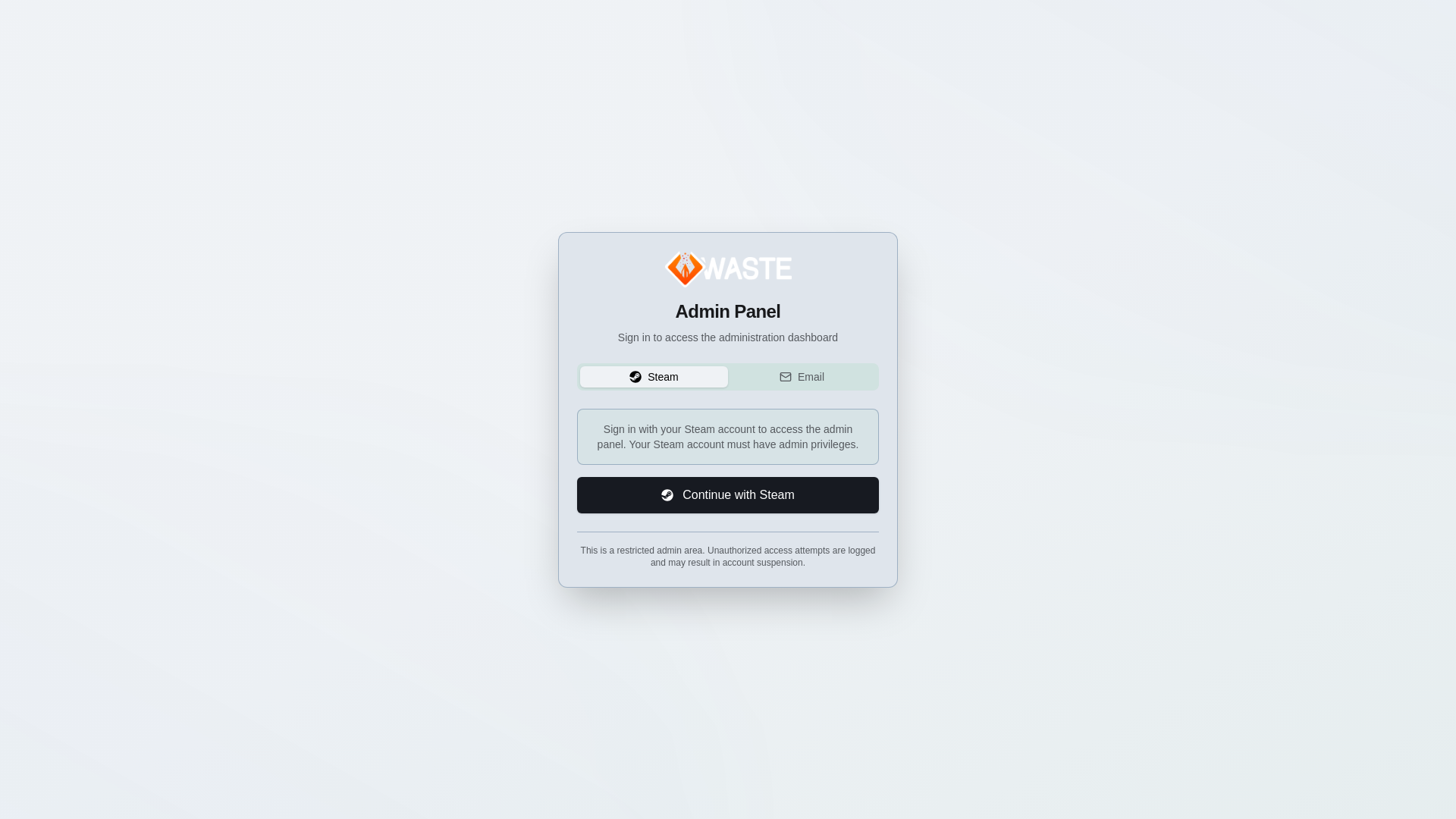 website screenshot of https://skinwaste-admin-staging.pages.dev/