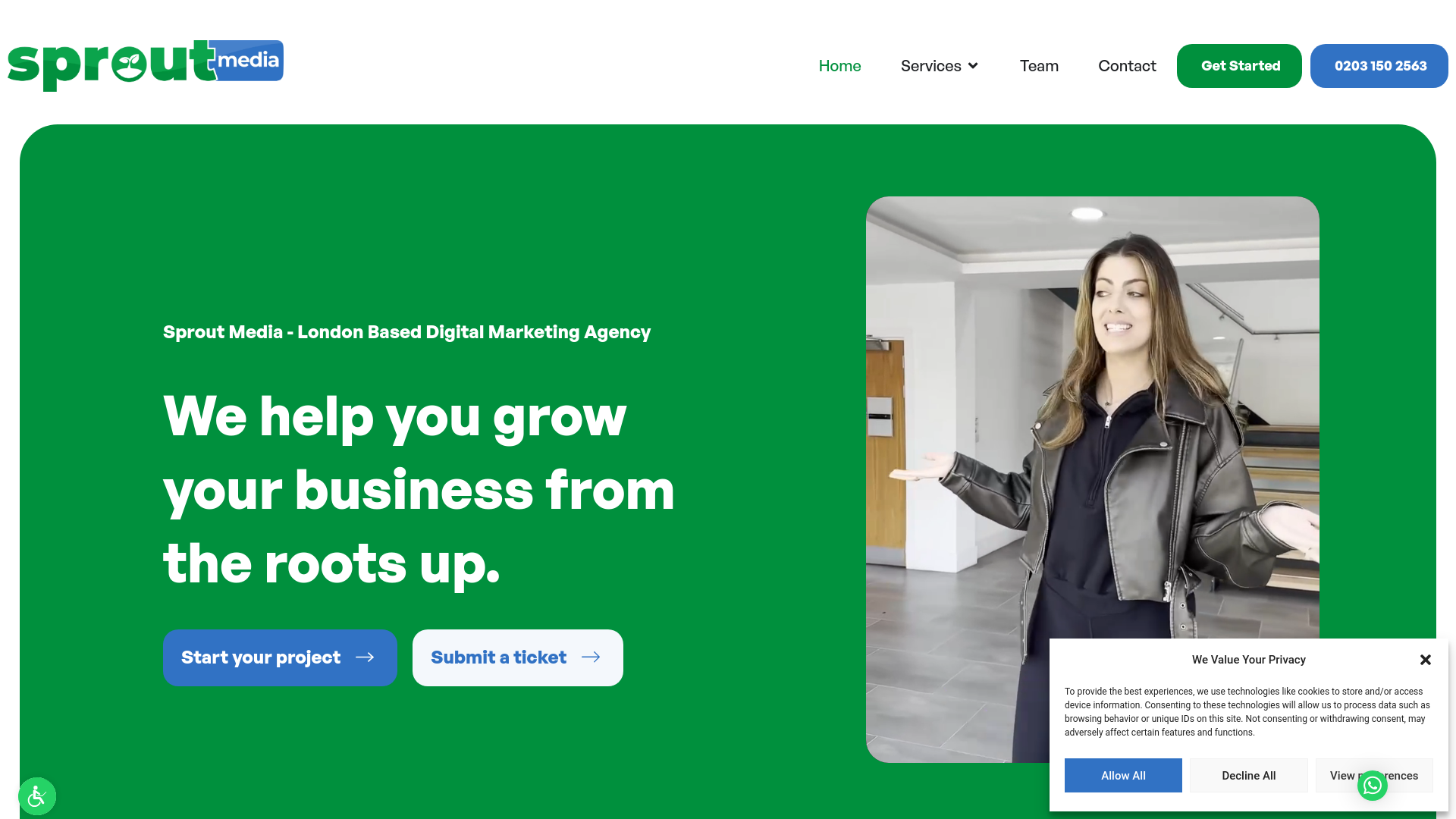 website screenshot of https://hiresproutmedia.co